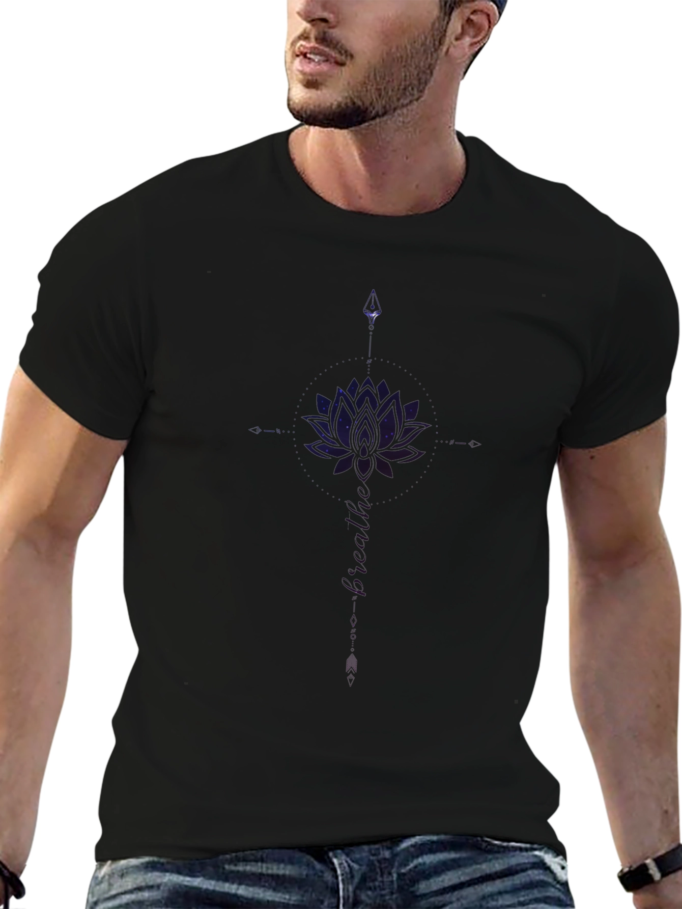 Galaxy Lotus Black T-Shirt