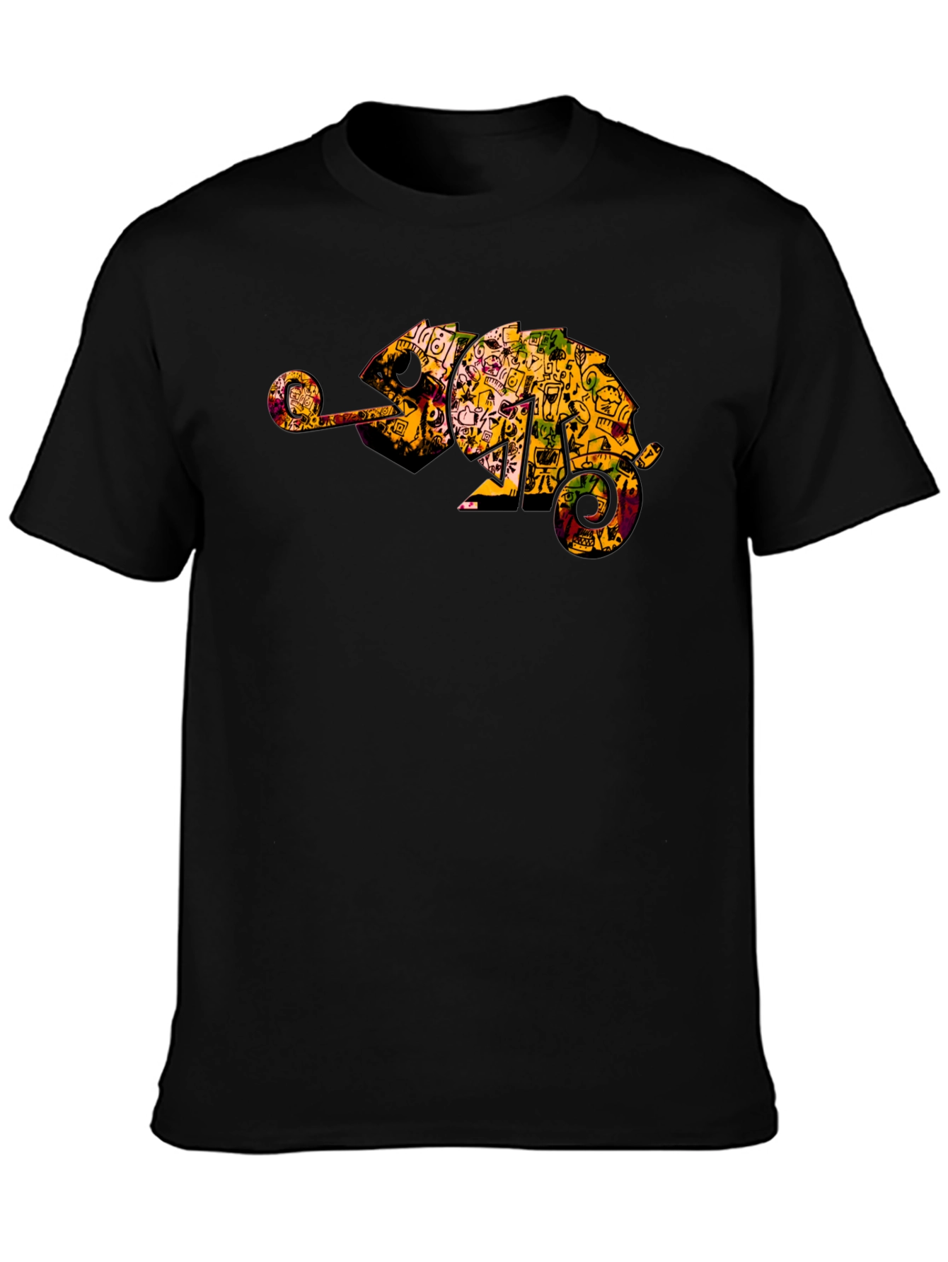 Black Chameleon Graphic Print Tee