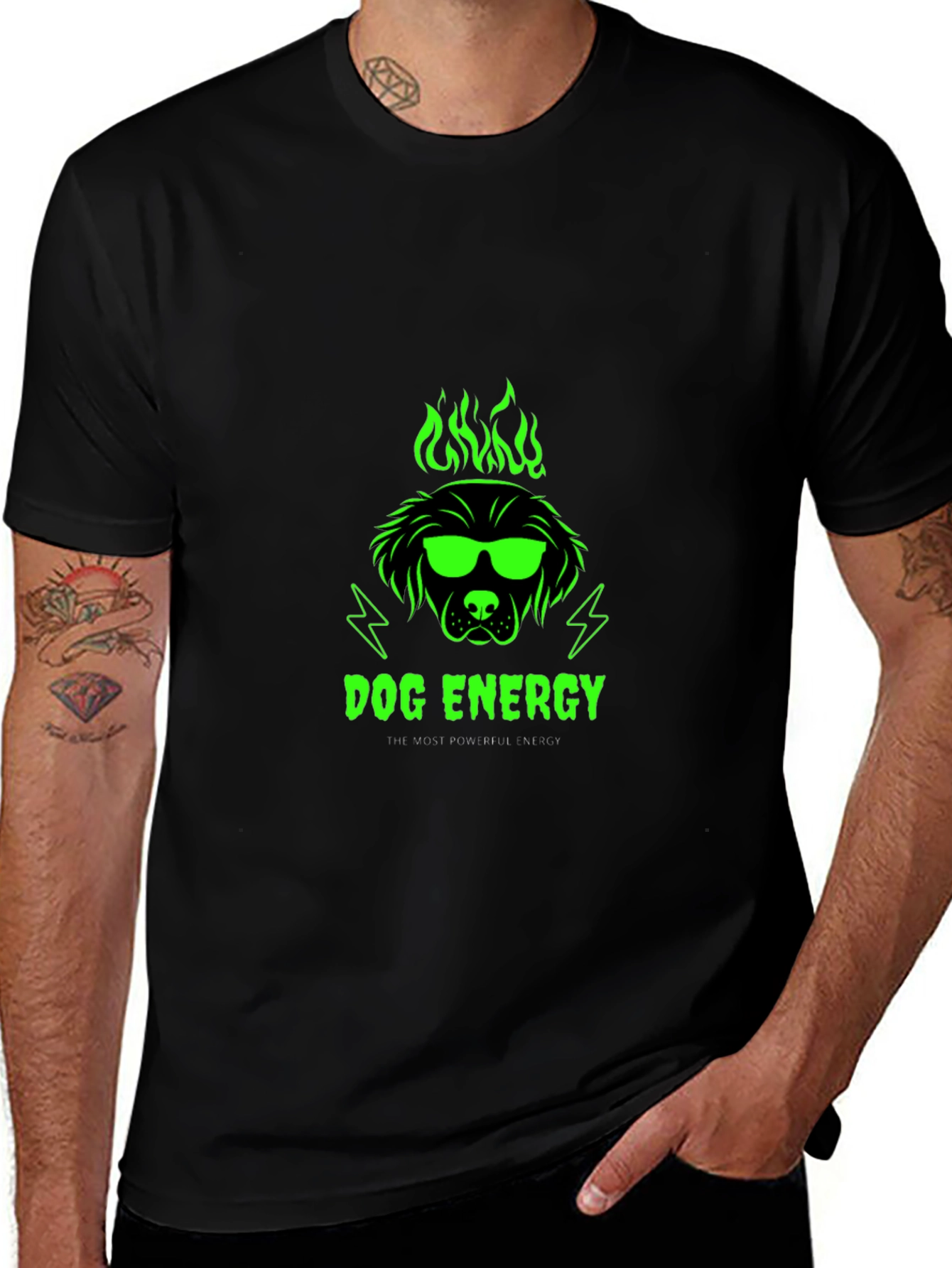 Dog Energy Graphic Print Crew Neck T-Shirt