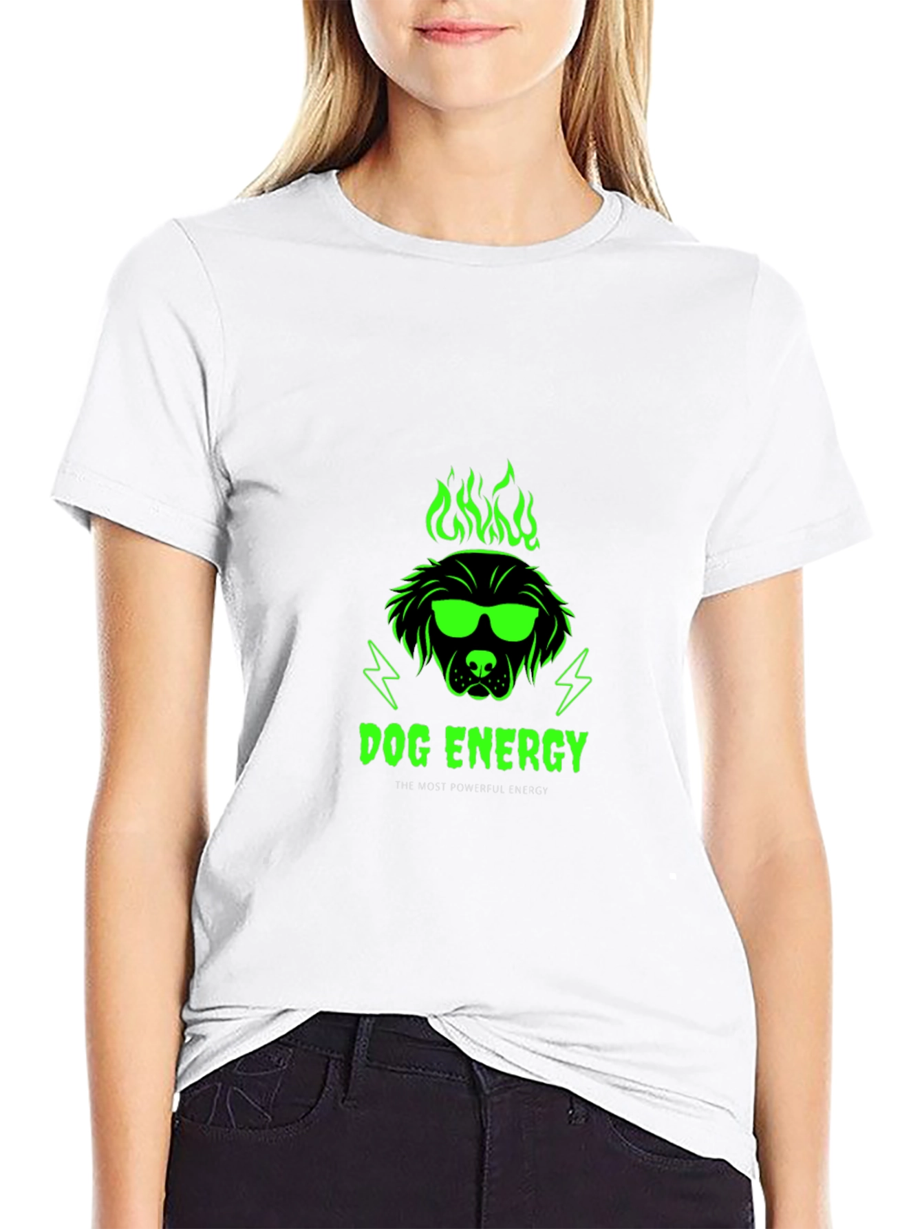 Dog Energy Graphic Print Crew Neck T-Shirt