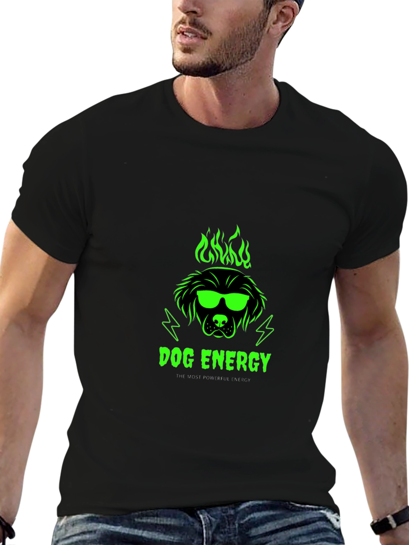 Dog Energy Graphic Print Crew Neck T-Shirt