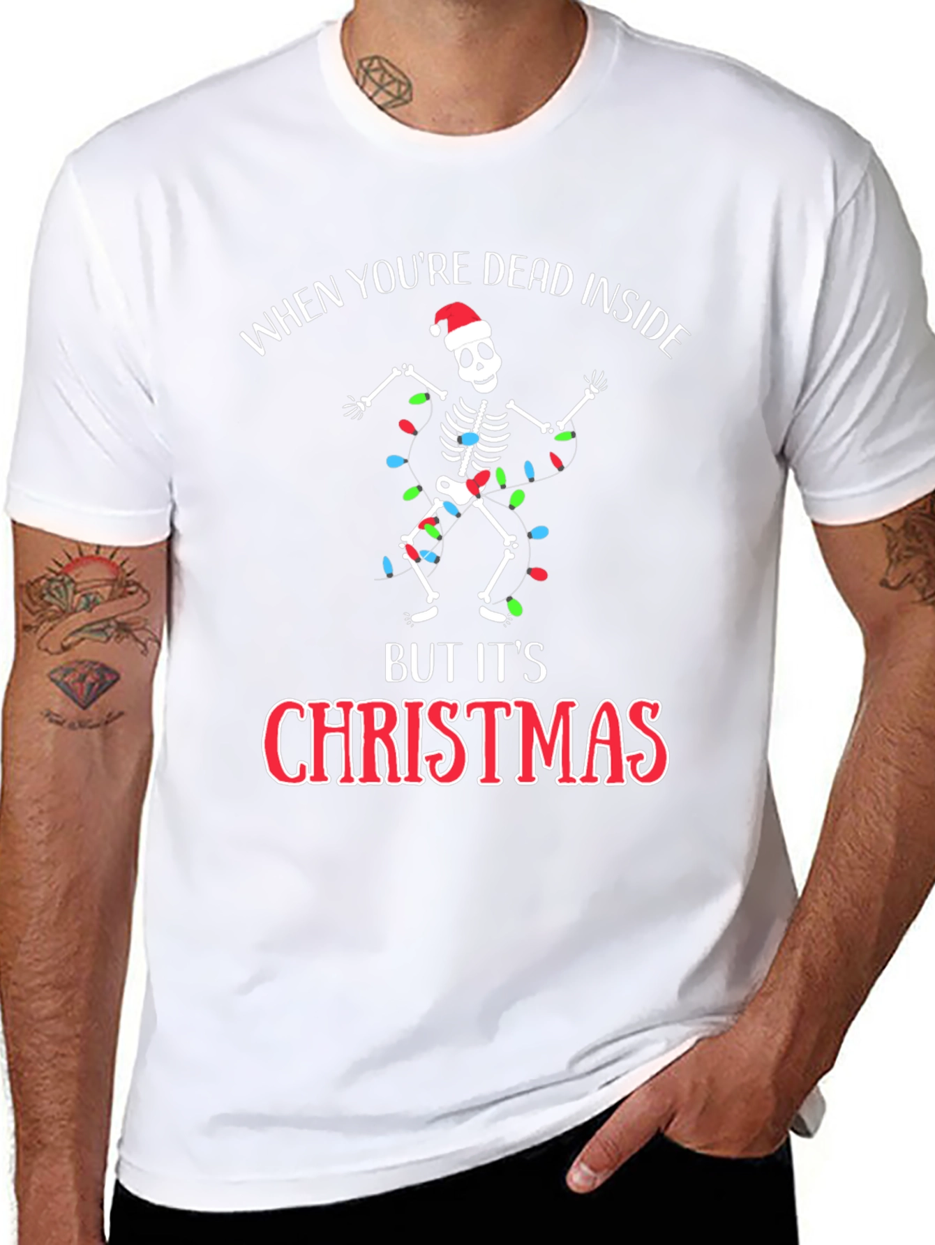 Dead Inside Christmas Skeleton Graphic Tee