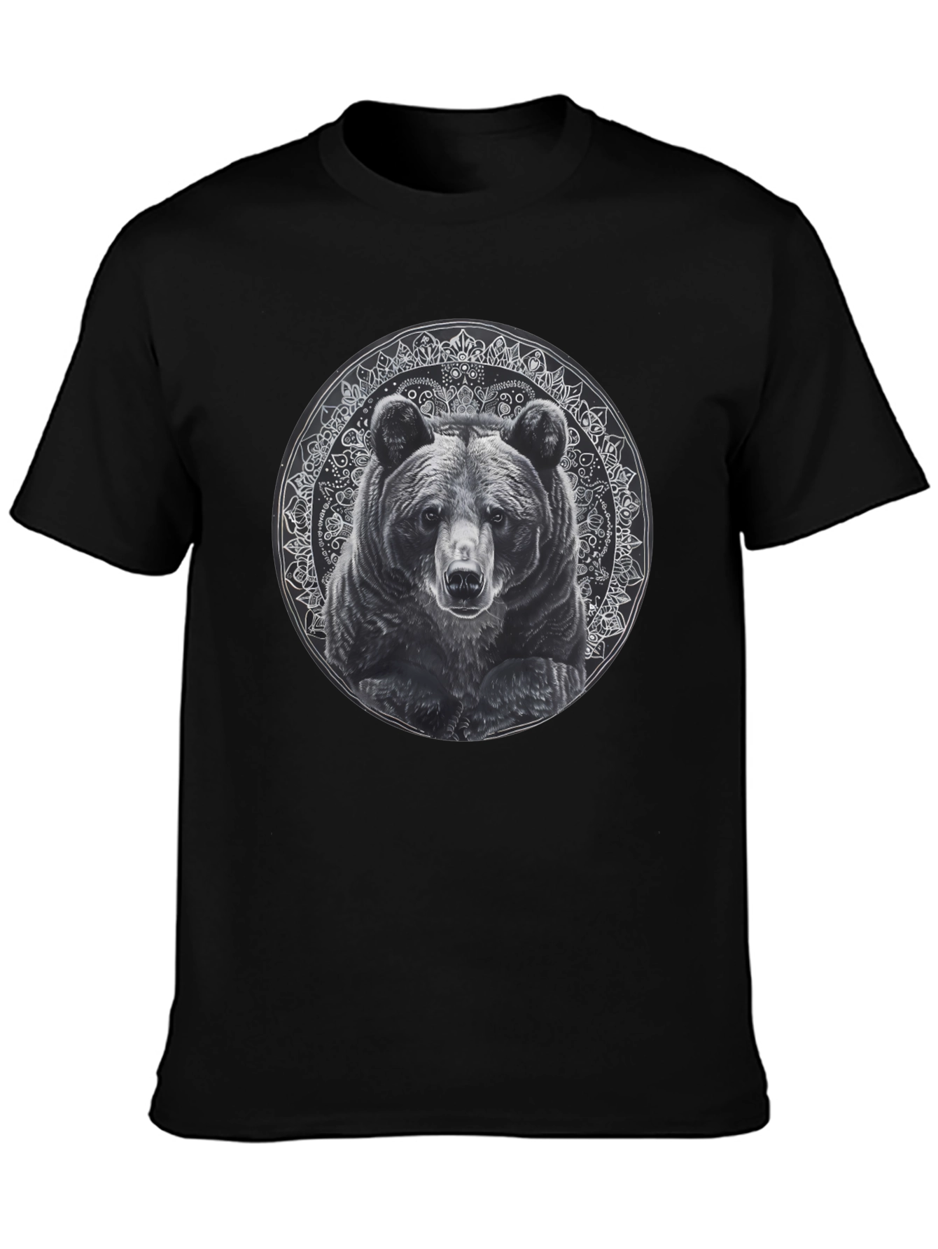 Bear Mandala Graphic Tee - Black