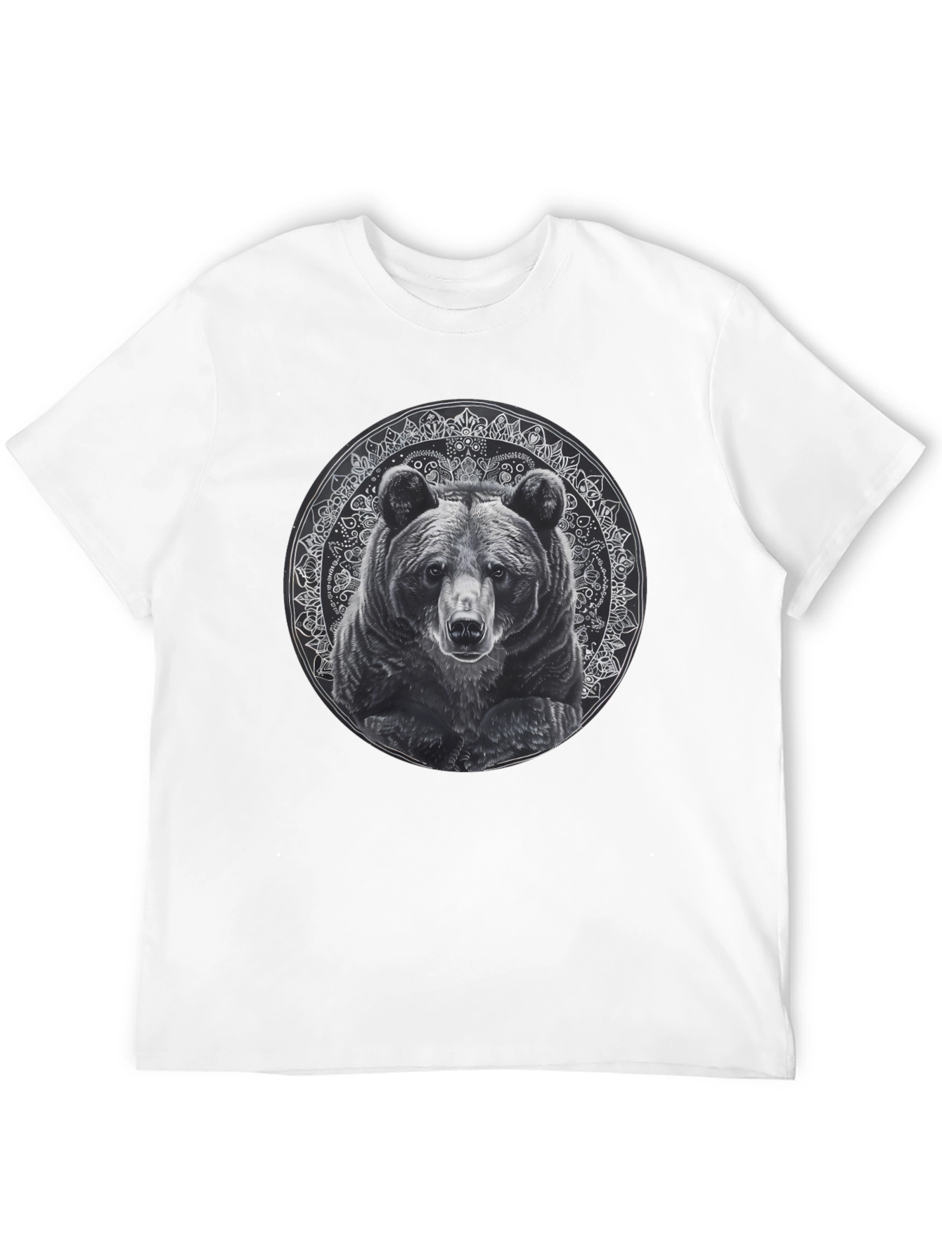 Bear Mandala Graphic Tee - Black