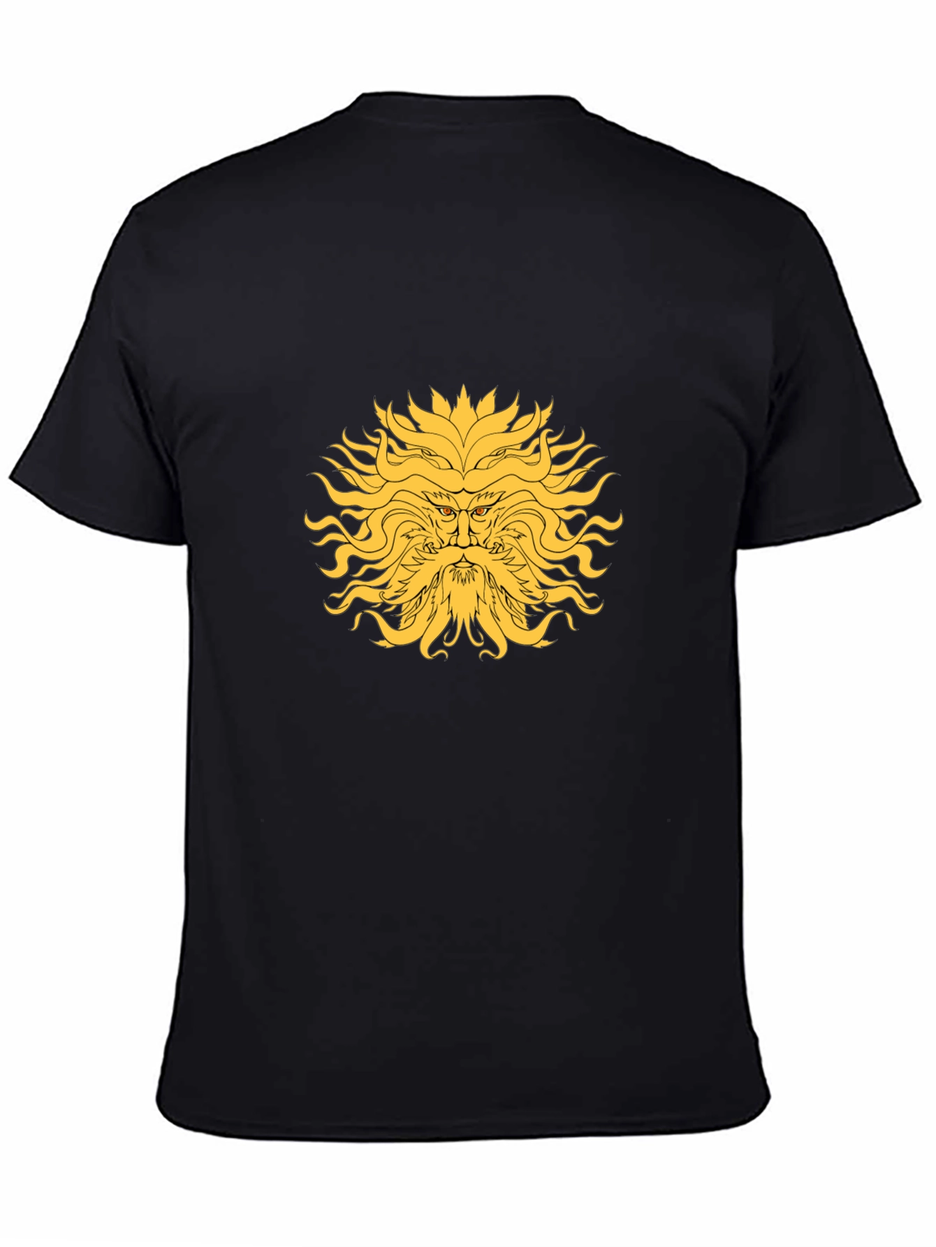 Sun God Graphic Tee - Black Cotton Blend T-Shirt