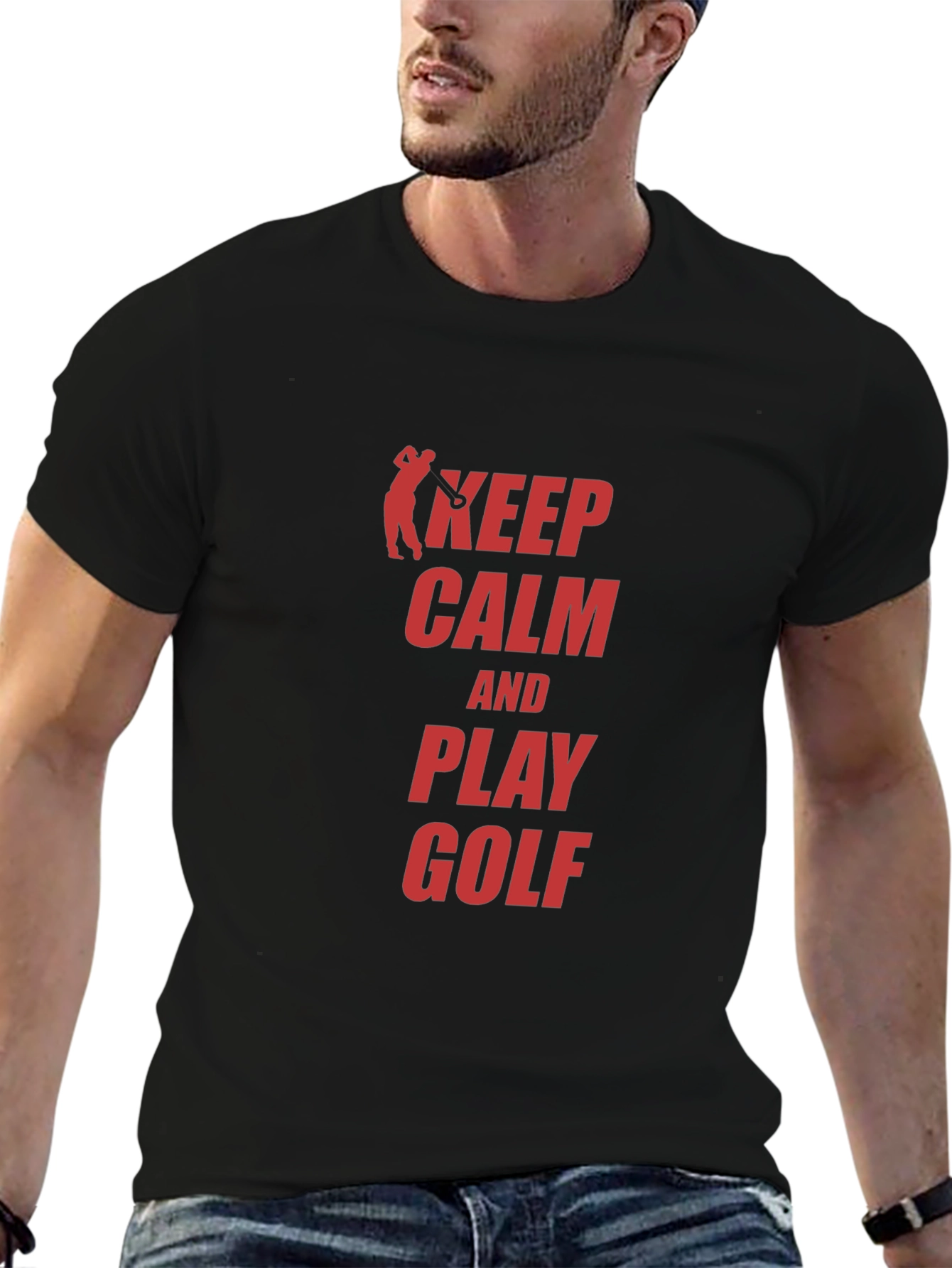Keep Calm and Play Golf Black T-Shirt