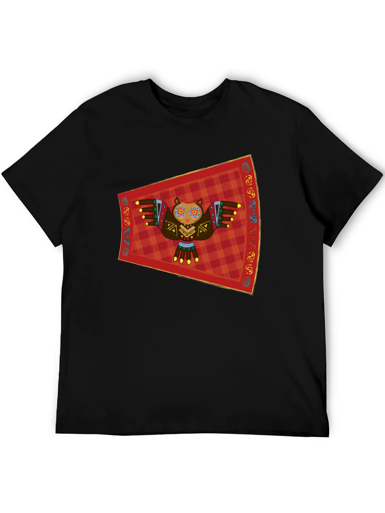 Owl Graphic Tee - Black Cotton T-Shirt