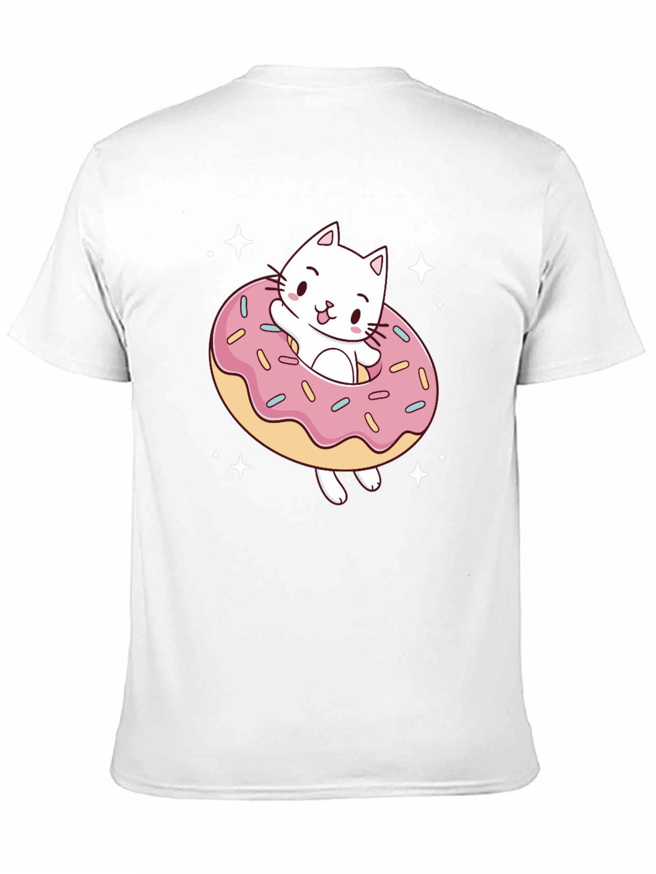 Cat Donut Graphic Tee - Black Cotton T-Shirt