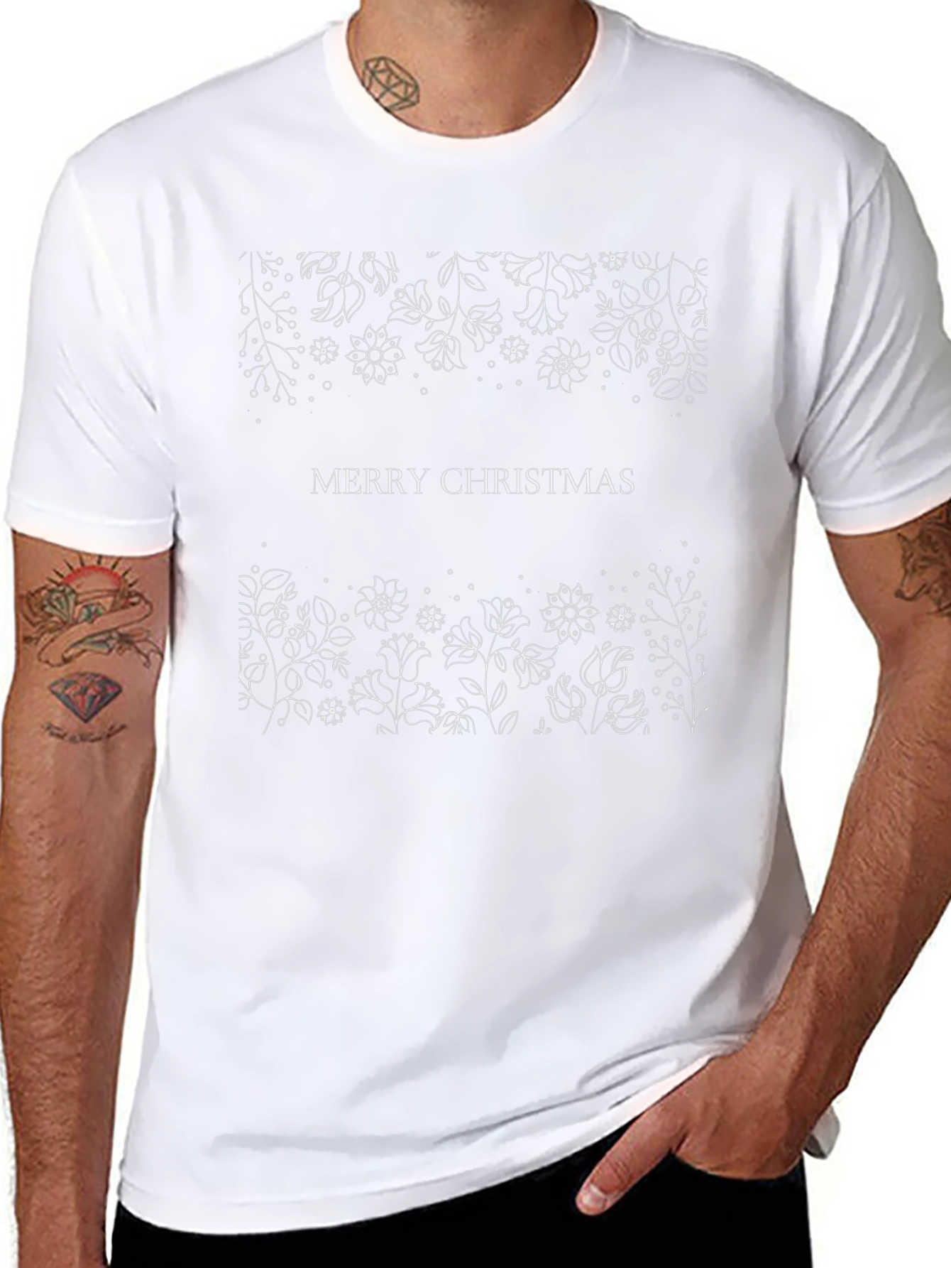 Merry Christmas Floral Graphic Tee - Black