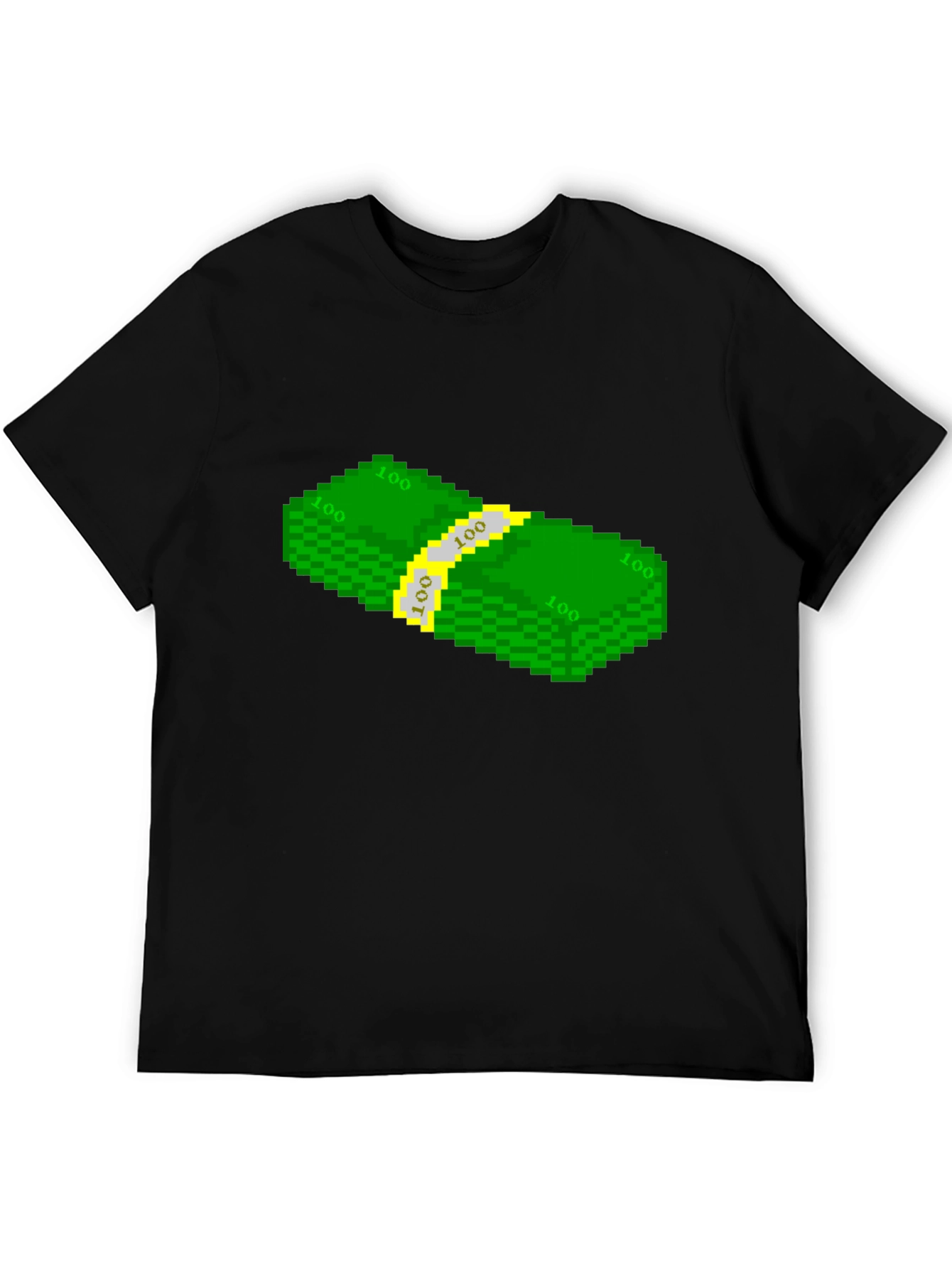 Pixelated Money Stack Graphic Tee - Black T-Shirt