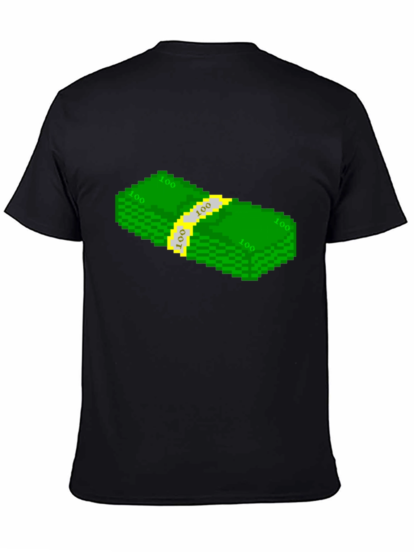 Pixelated Money Stack Graphic Tee - Black T-Shirt