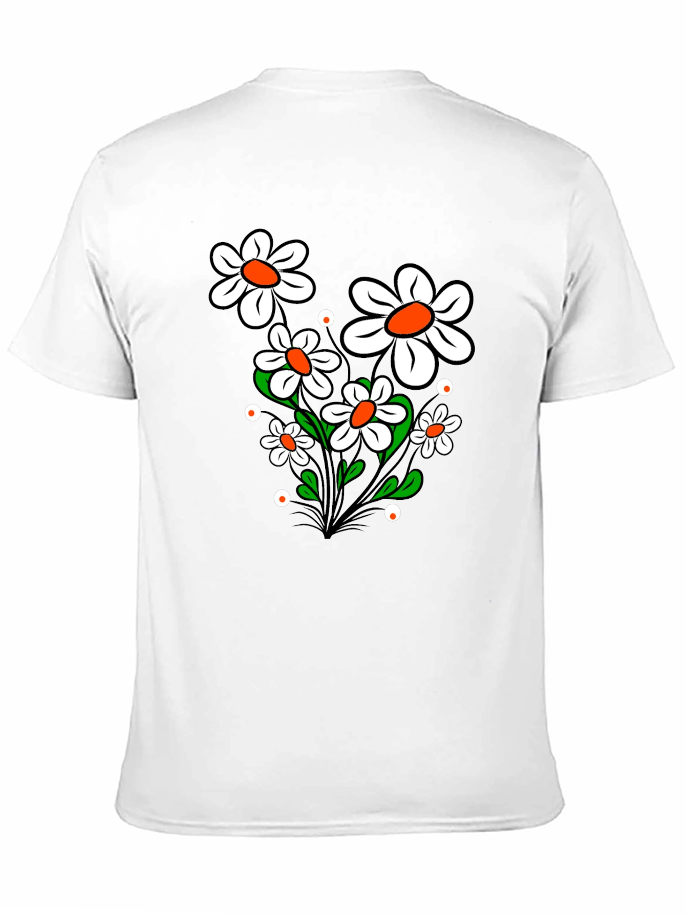 Daisy Flower Graphic Tee - Black Cotton T-Shirt