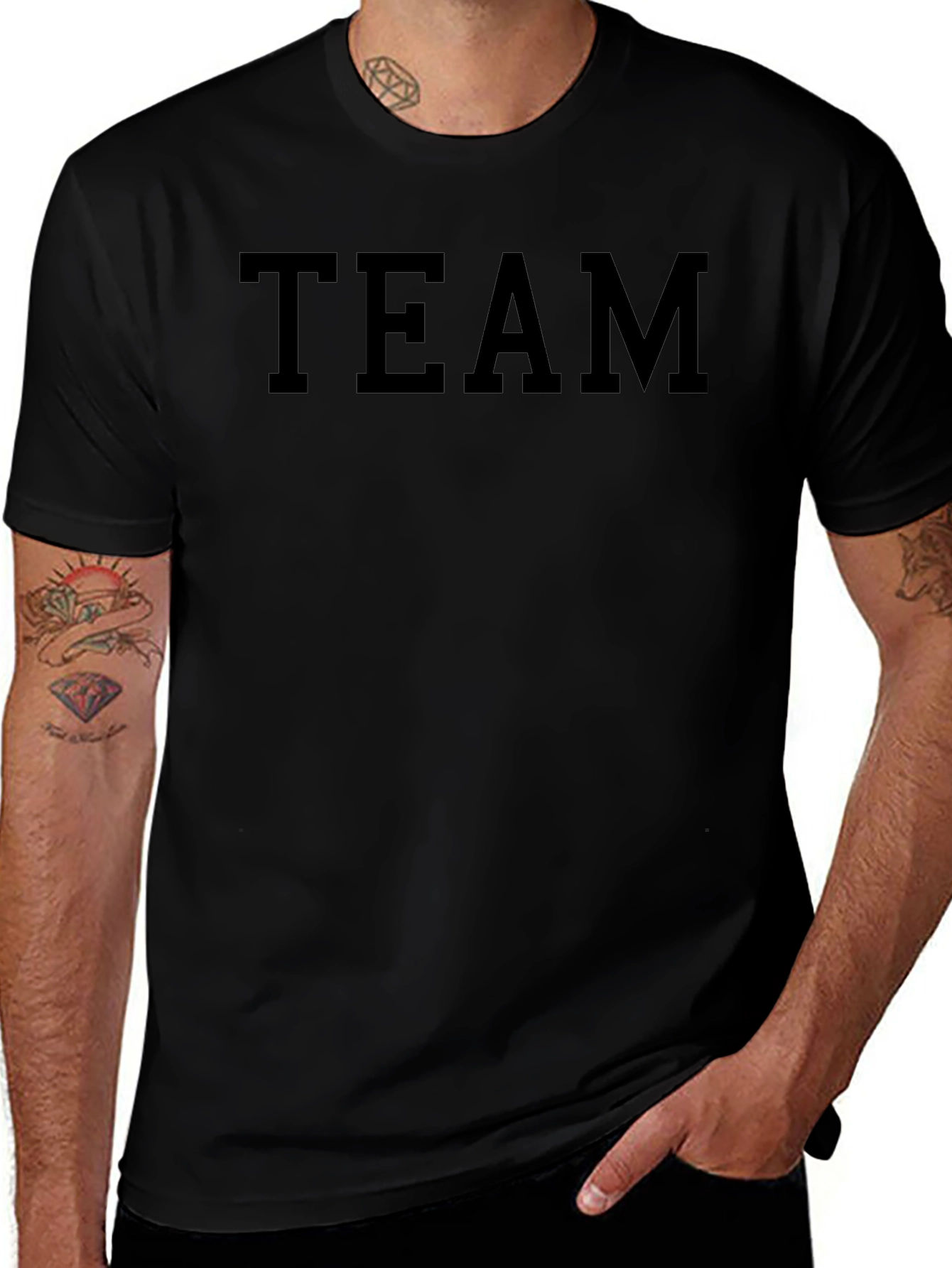 Black TEAM Graphic Tee - Mens Crew Neck