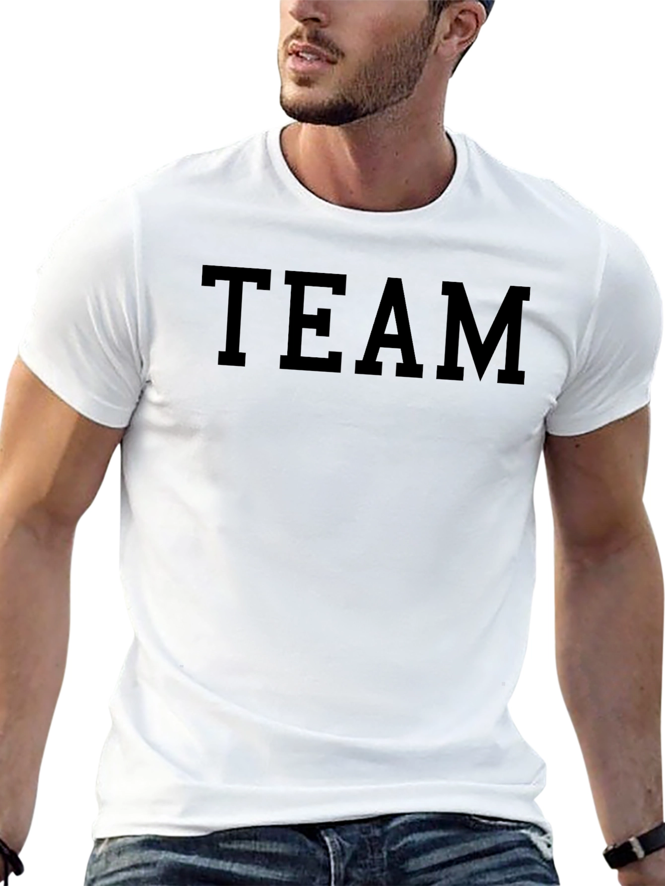 Black TEAM Graphic Tee - Mens Crew Neck