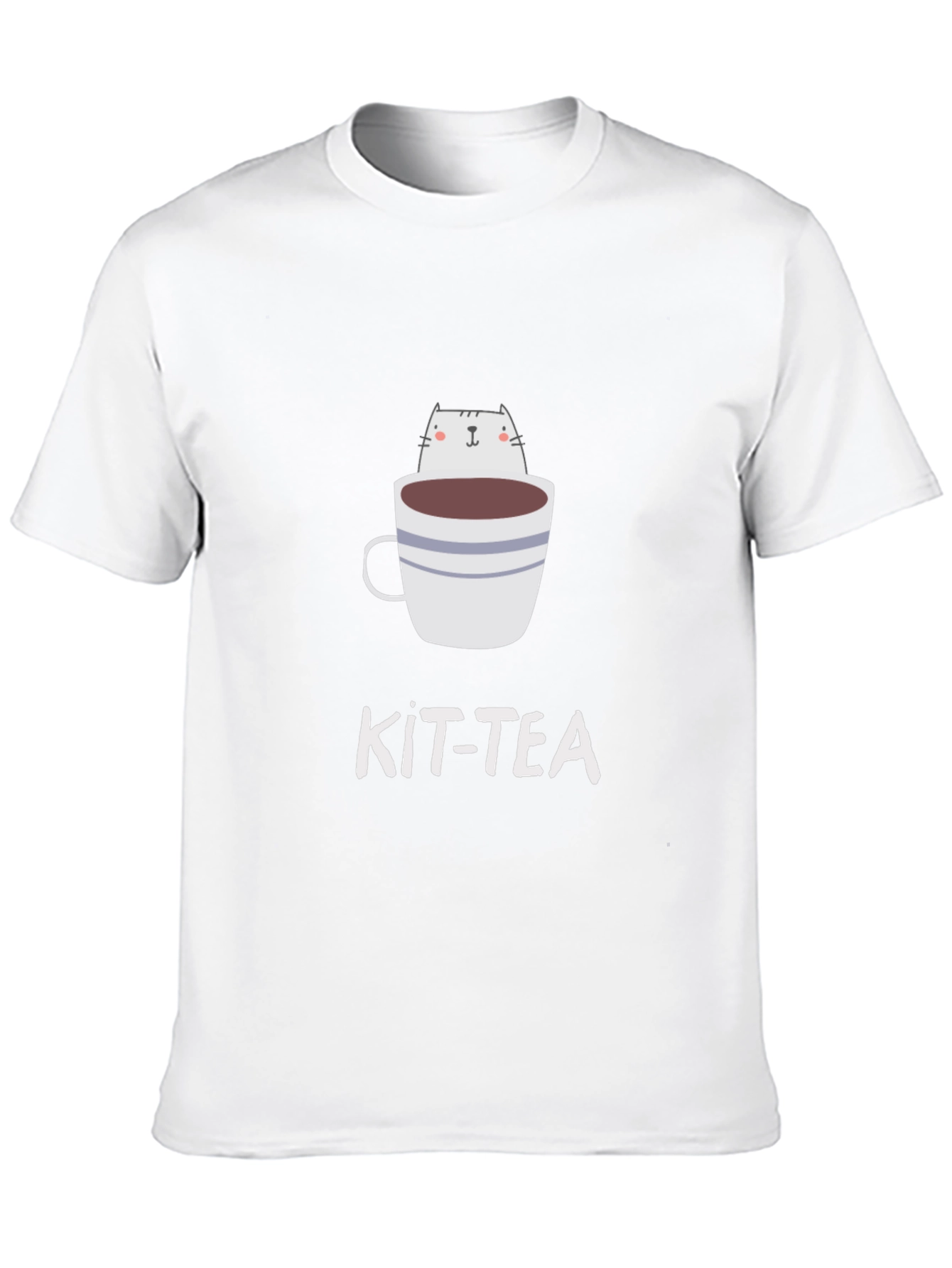 Kit-Tea Black T-Shirt - Cat in Cup