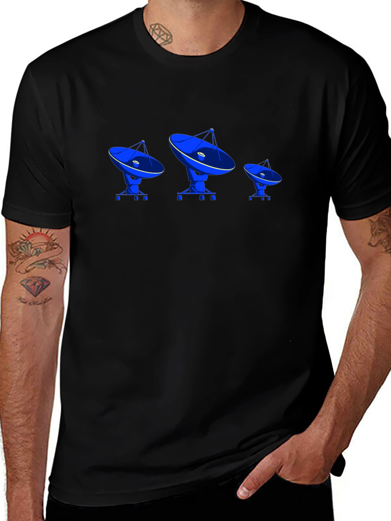 Satellite Dish Black T-Shirt