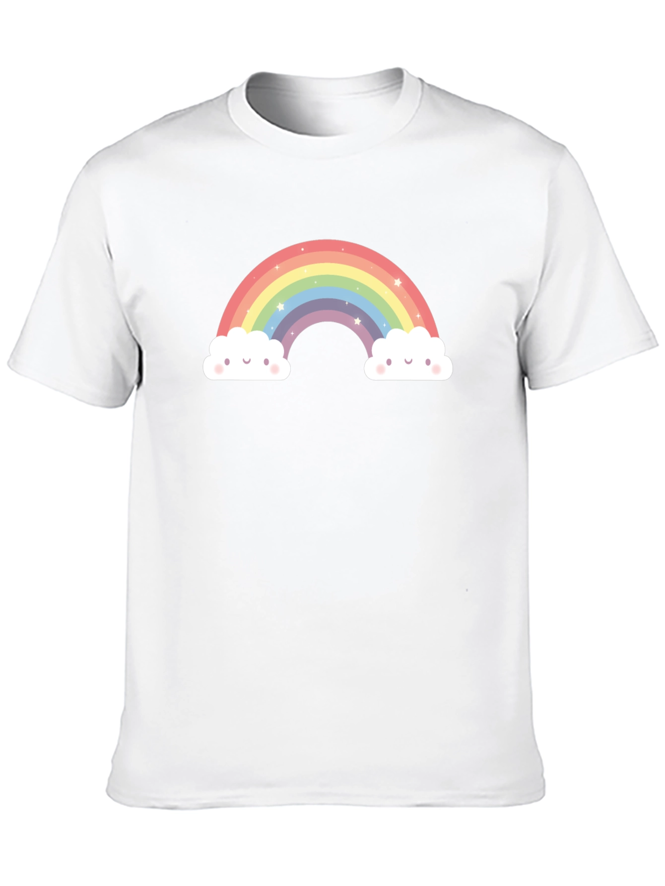 Rainbow Clouds Graphic Tee - Black Cotton Comfort