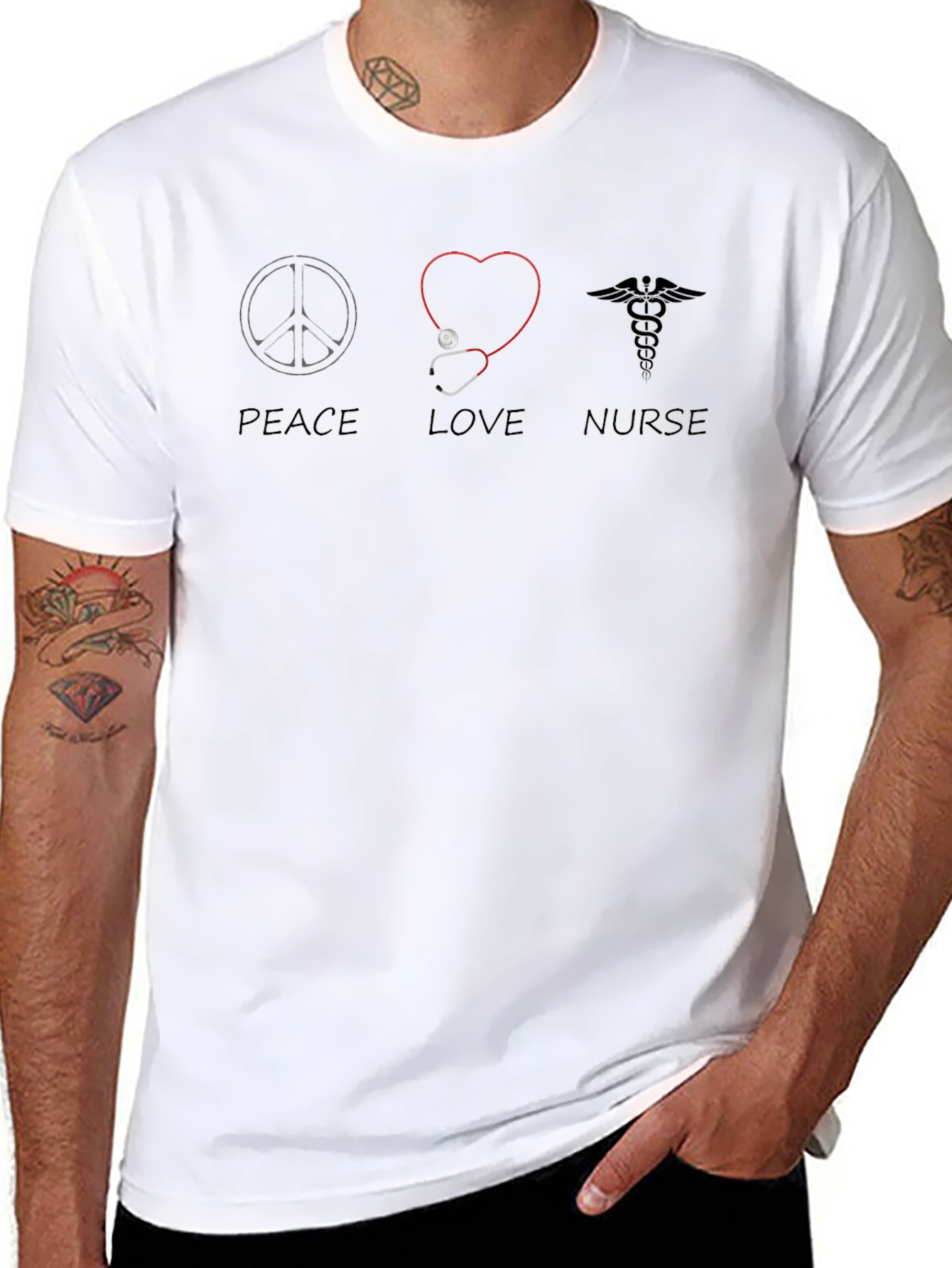 Peace Love Nurse Graphic T-Shirt