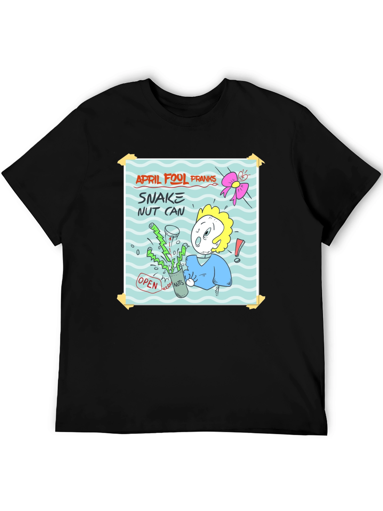 April Fools Prank T-Shirt - Snake Nut Can Design