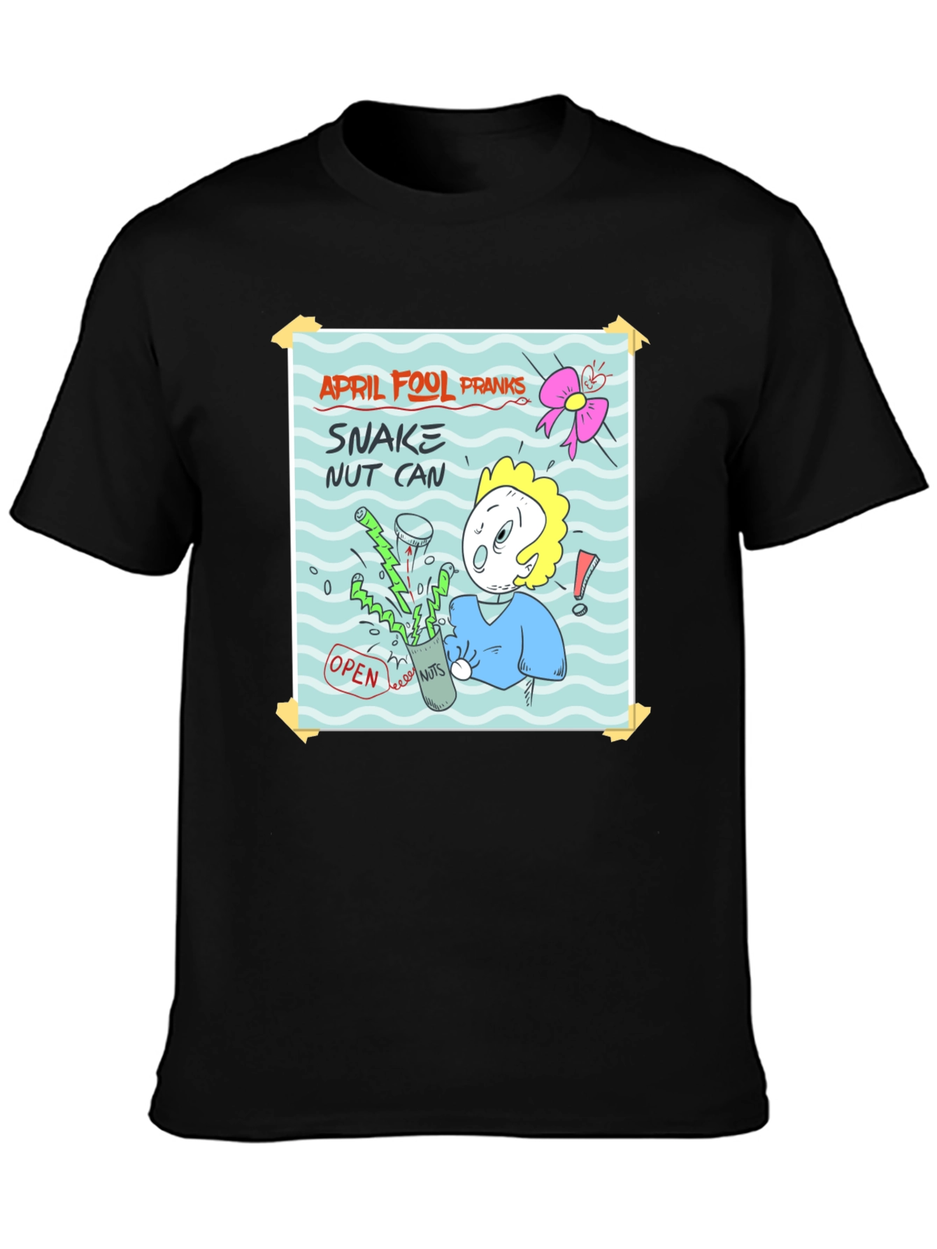 April Fools Prank T-Shirt - Snake Nut Can Design