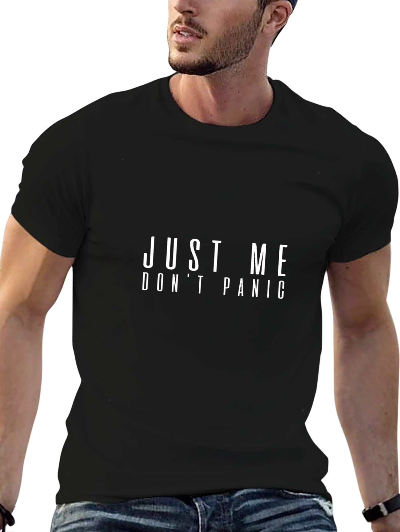 Just Me Dont Panic Graphic Tee - Black