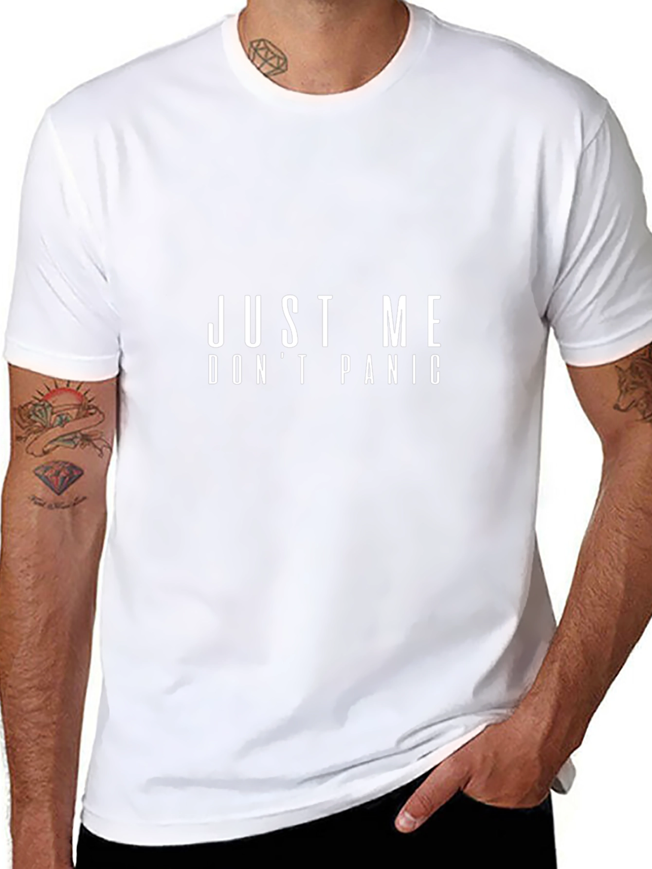 Just Me Dont Panic Graphic Tee - Black