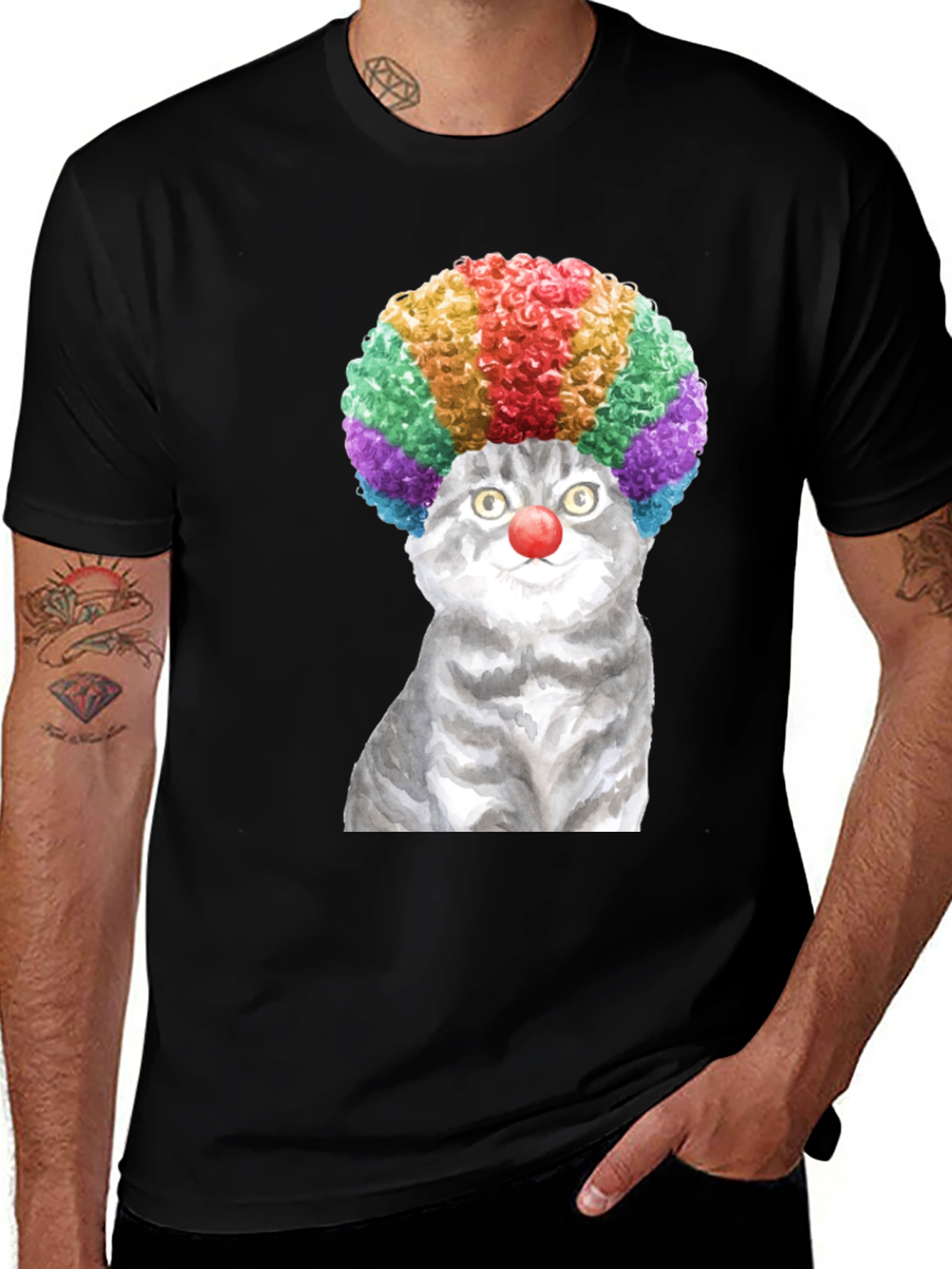Clown Cat Graphic Tee - Fun & Unique T-Shirt