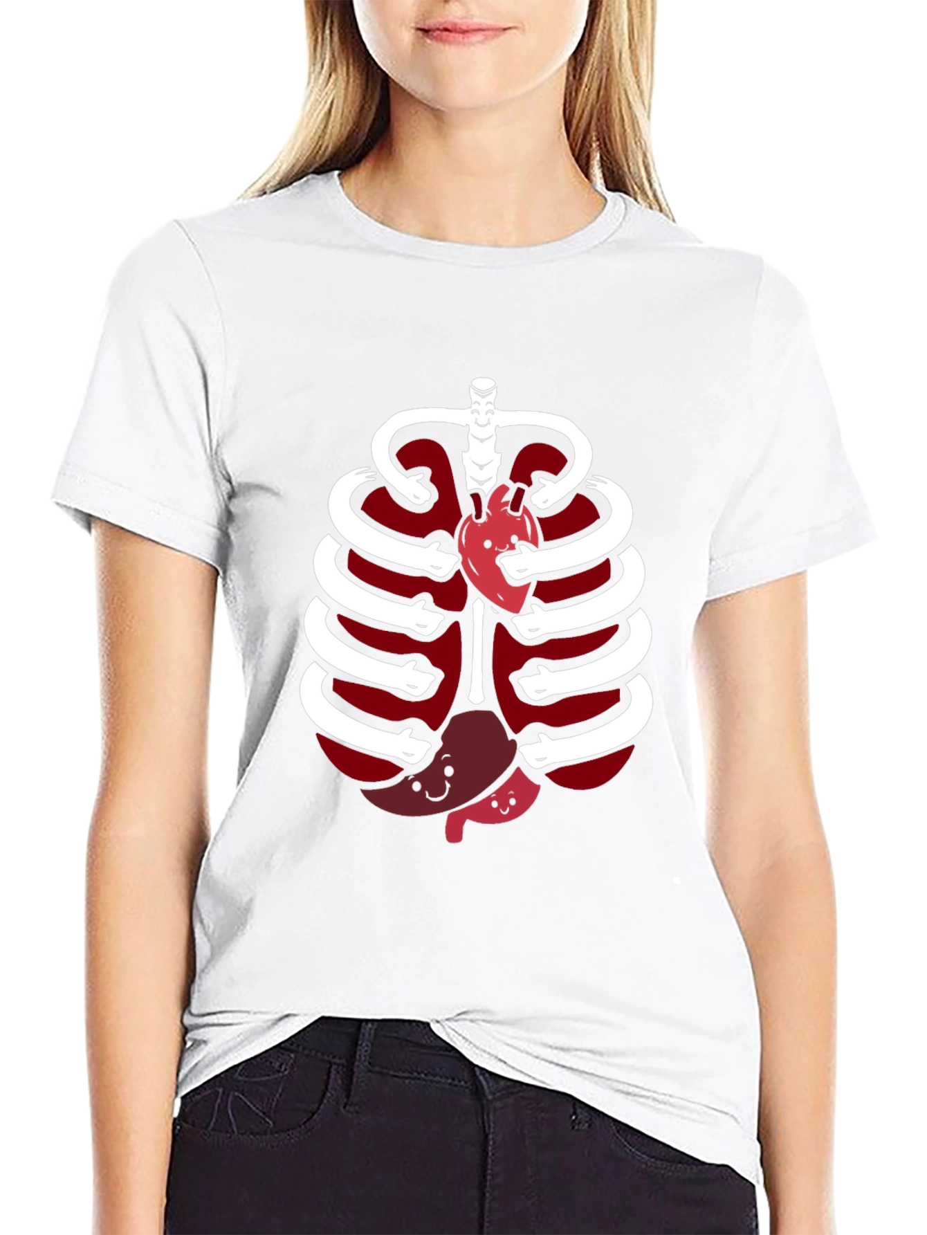 Funny Anatomy Rib Cage Heart Stomach T-Shirt