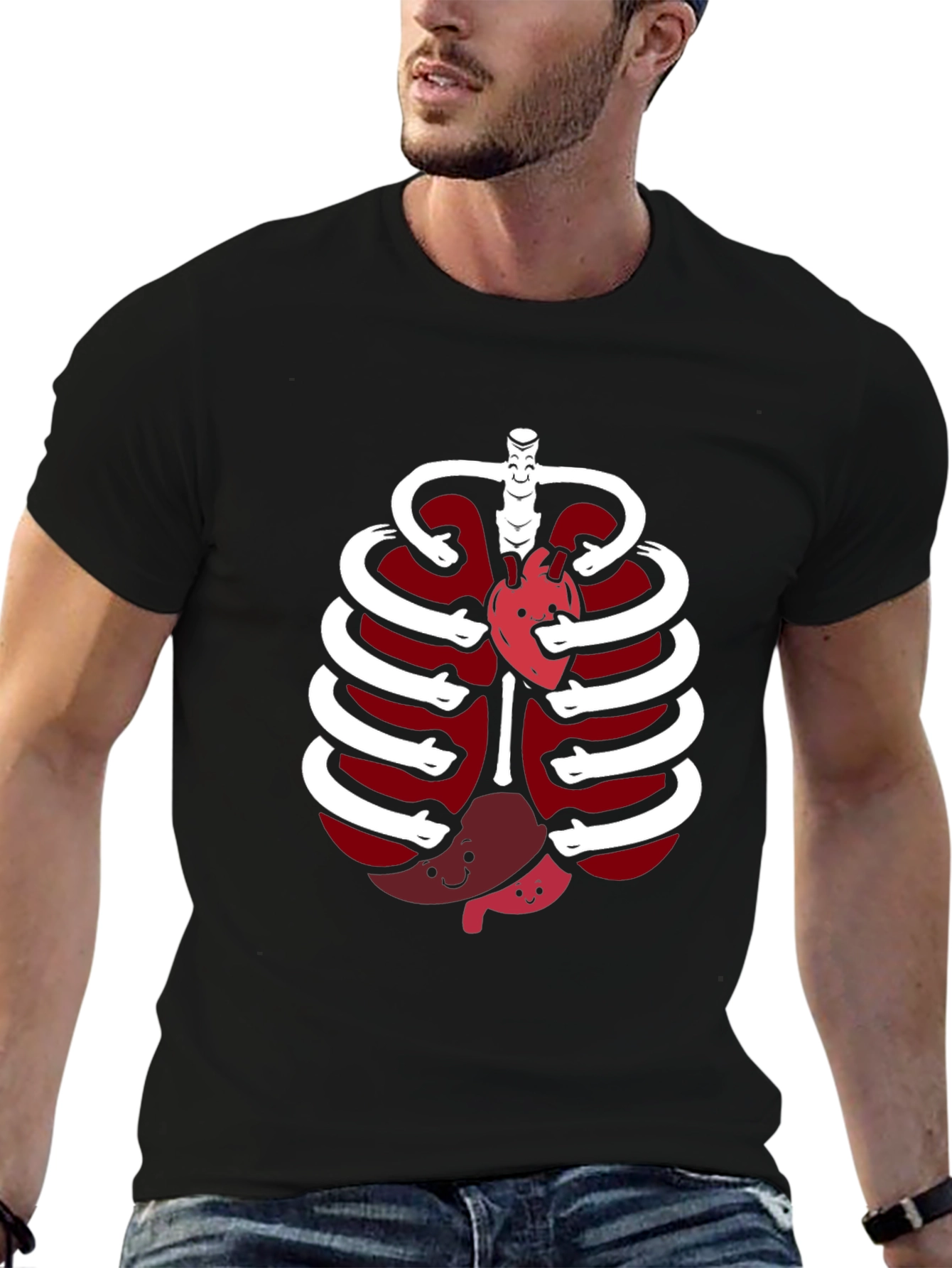 Funny Anatomy Rib Cage Heart Stomach T-Shirt