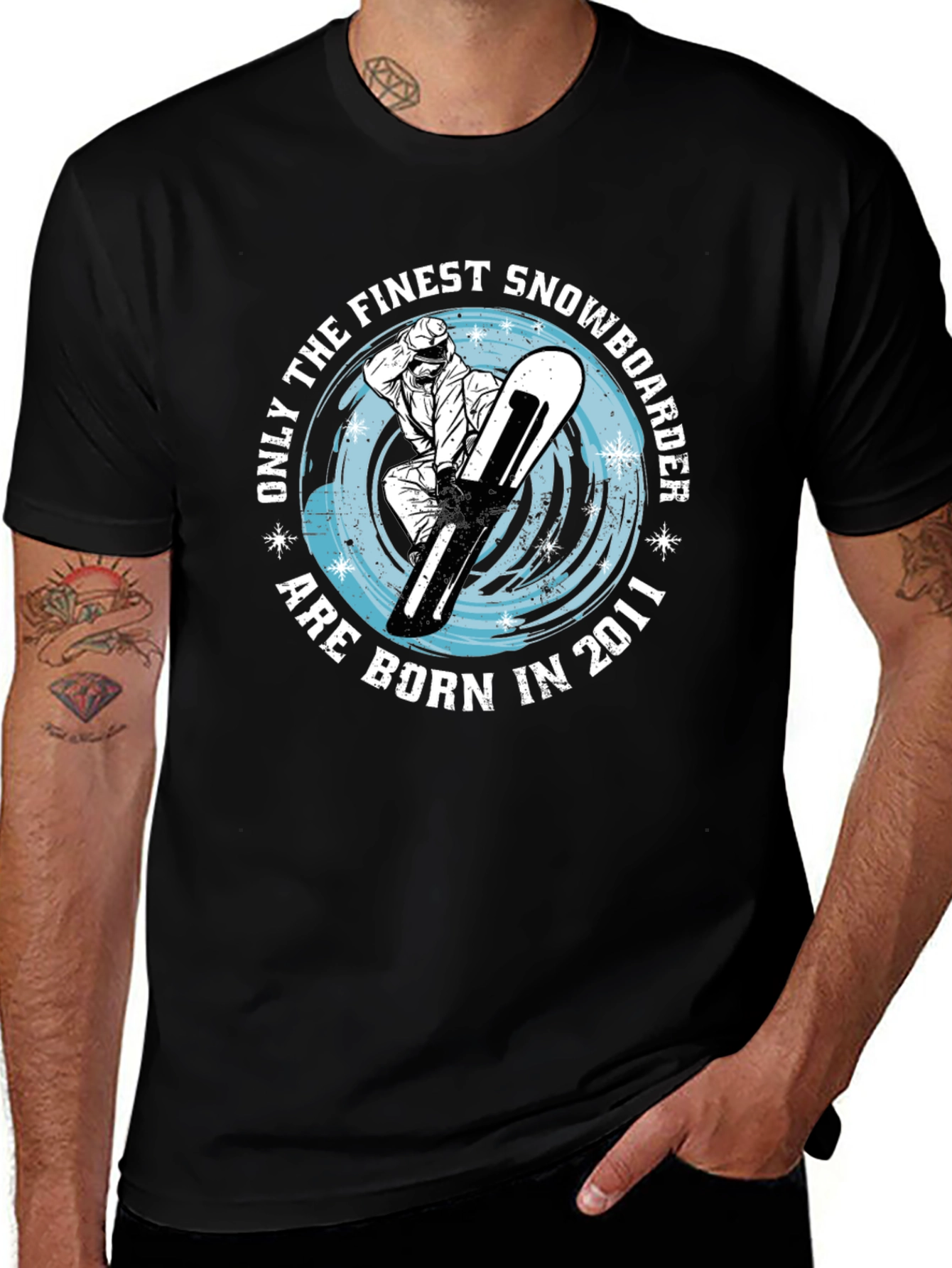 Finest Snowboarder Born in 2011 Black T-Shirt