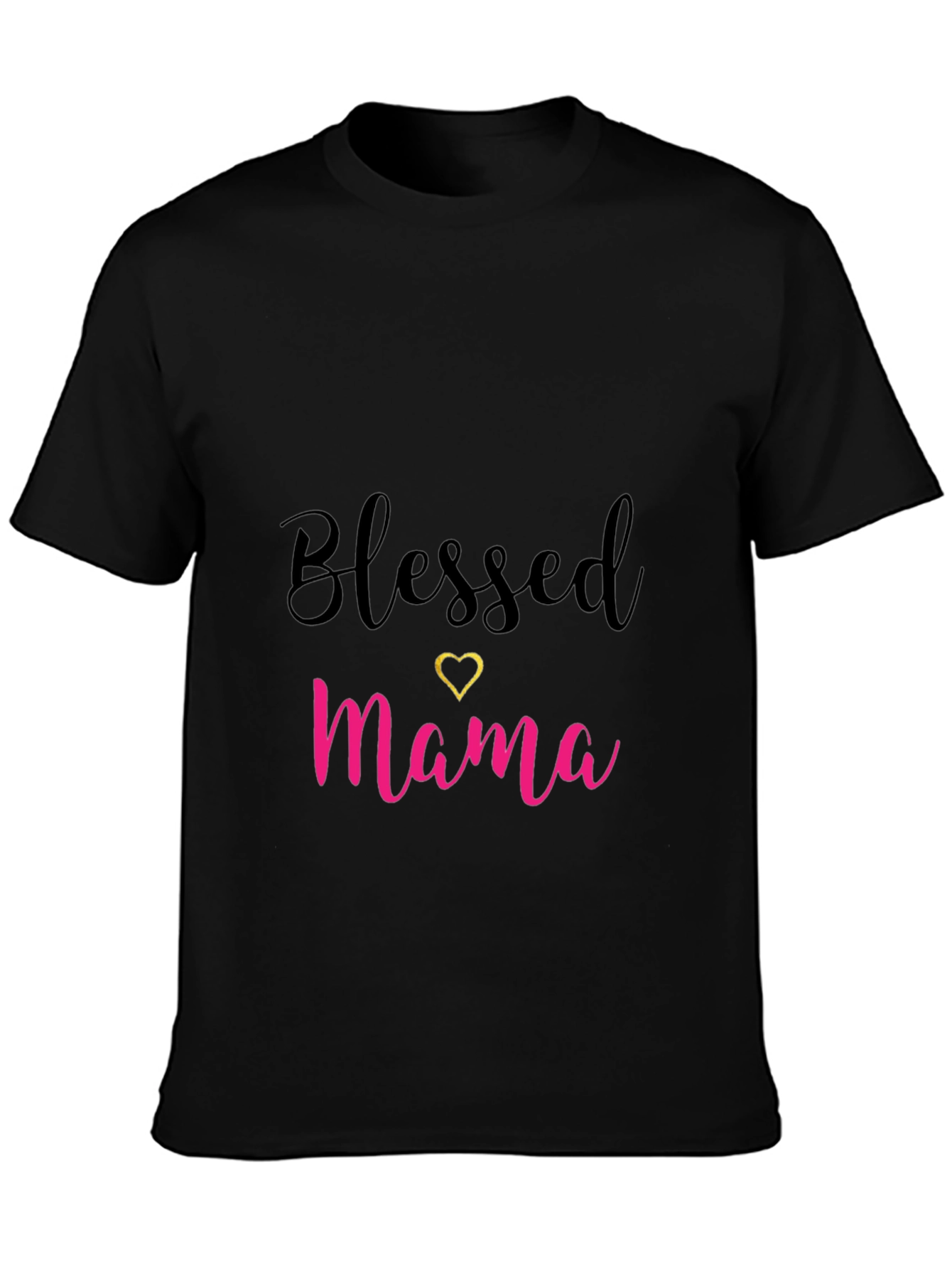 Blessed Mama Black T-Shirt with Heart
