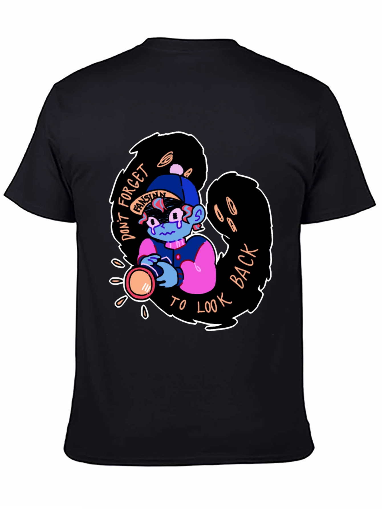 Dont Forget to Look Back Black Graphic Tee