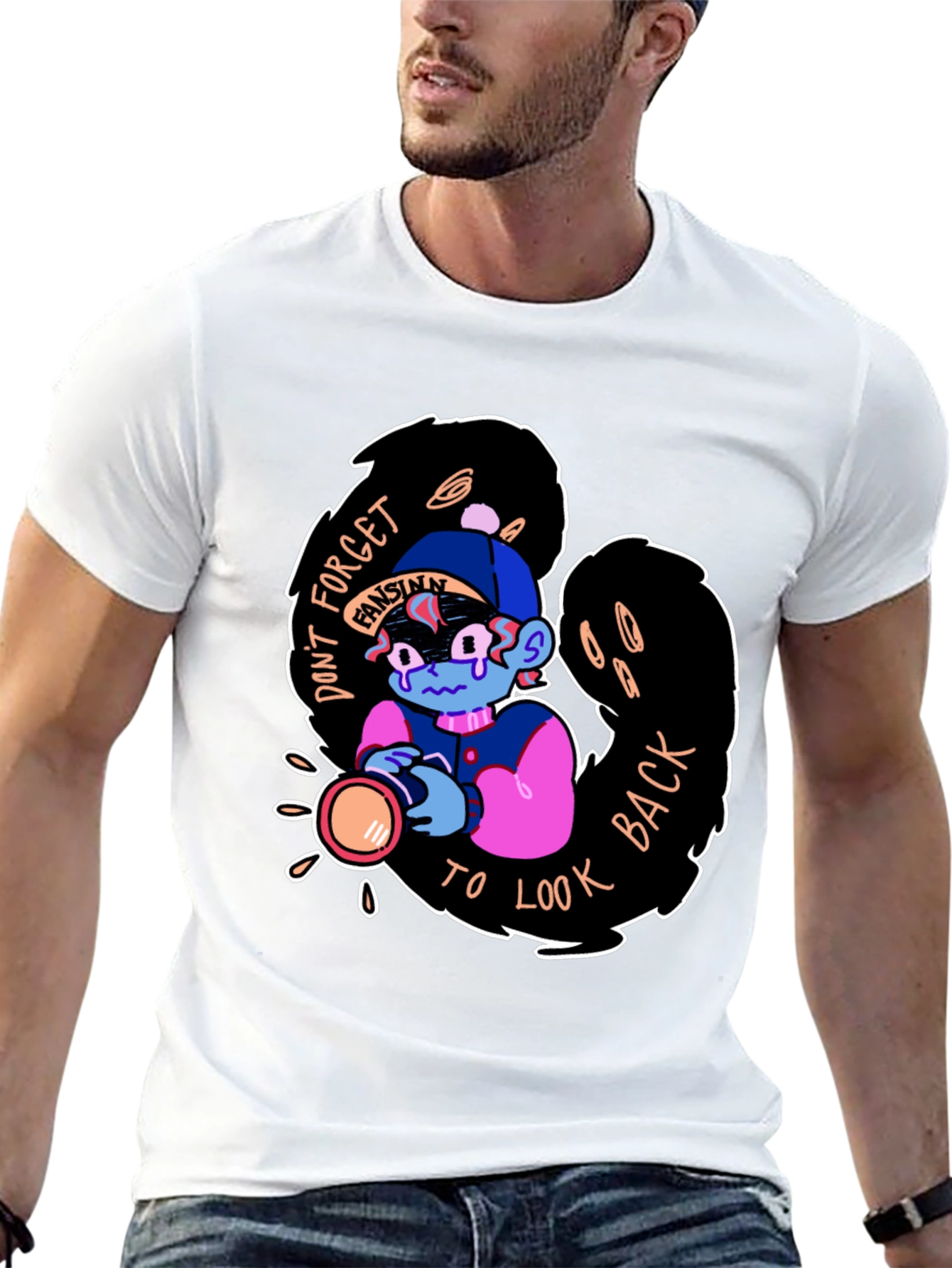Dont Forget to Look Back Black Graphic Tee