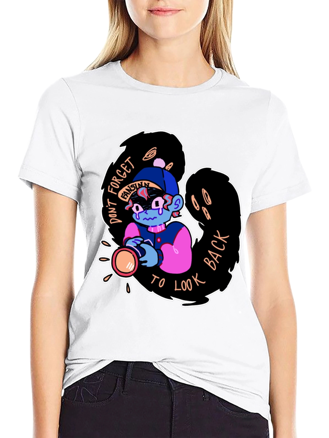 Dont Forget to Look Back Black Graphic Tee