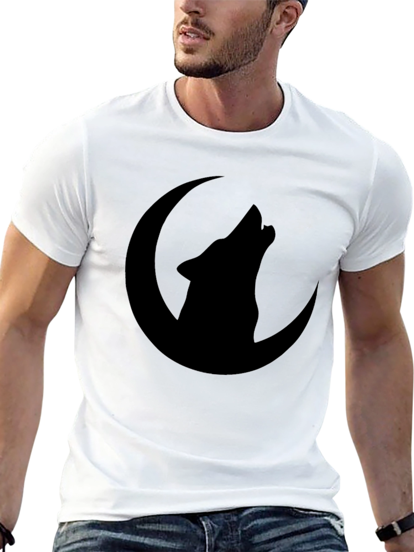 Wolf Moon Graphic Tee - Black Cotton T-Shirt