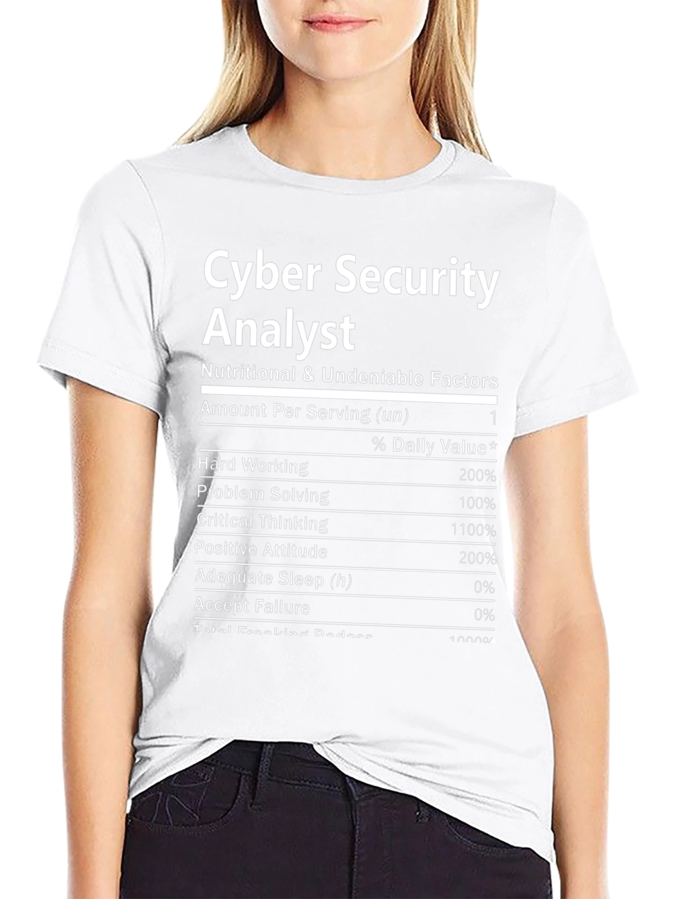 Cyber Security Analyst T-Shirt: Funny Nutrition Facts Tee