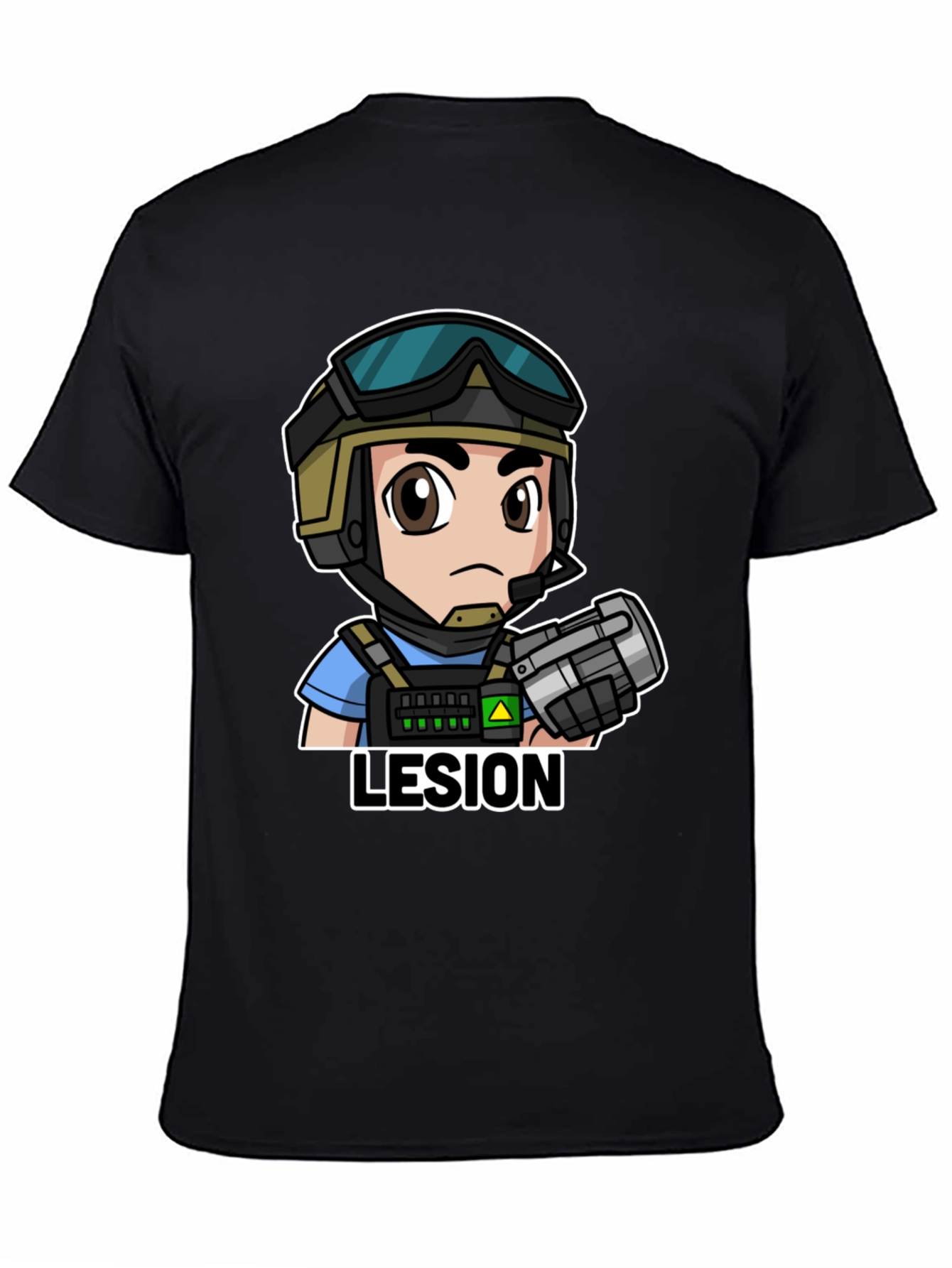 Lesion Cartoon Graphic Tee - Black Cotton T-Shirt