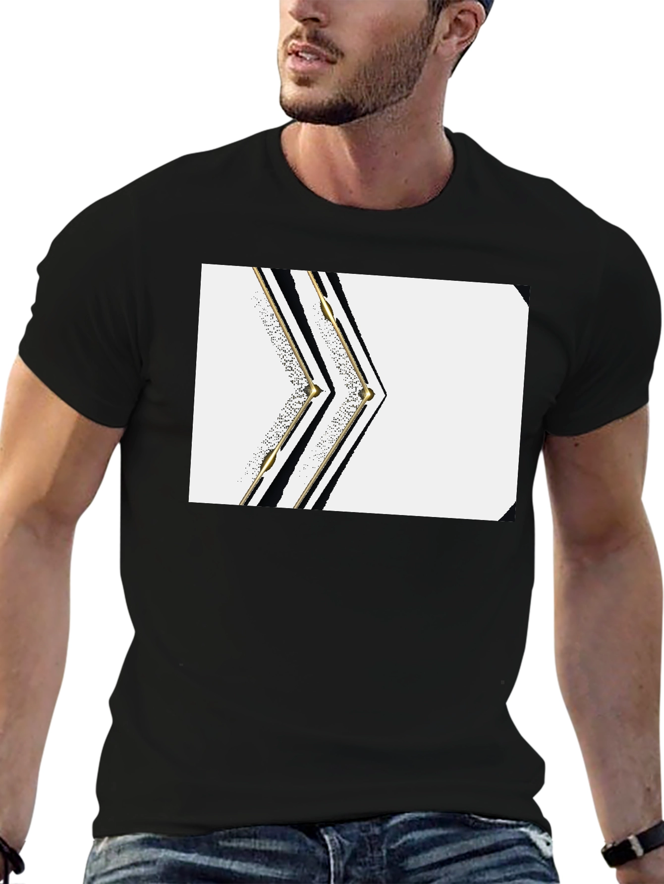 Modern Geometric Black T-Shirt