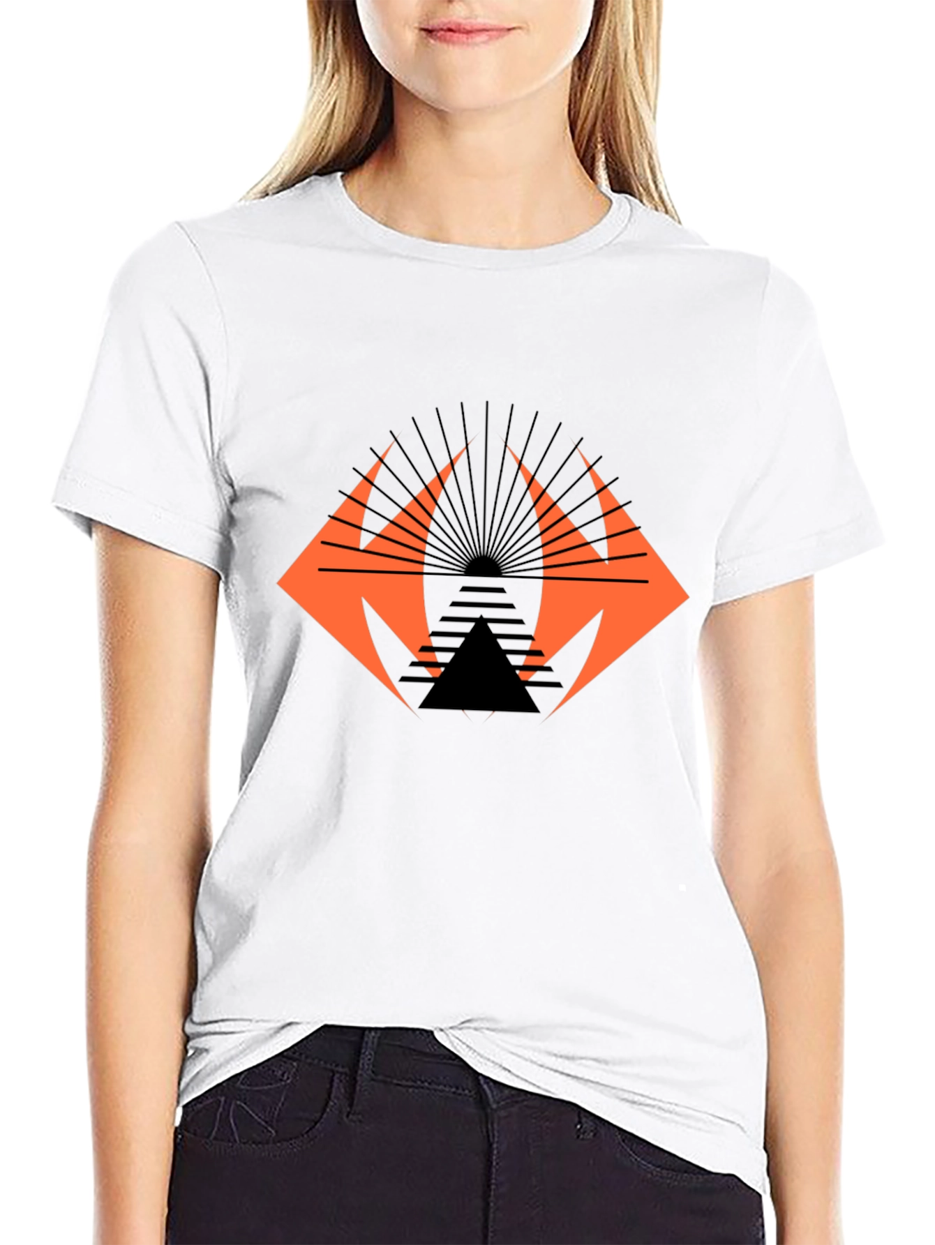 Geometric Graphic Tee - Edgy Black Cotton T-Shirt