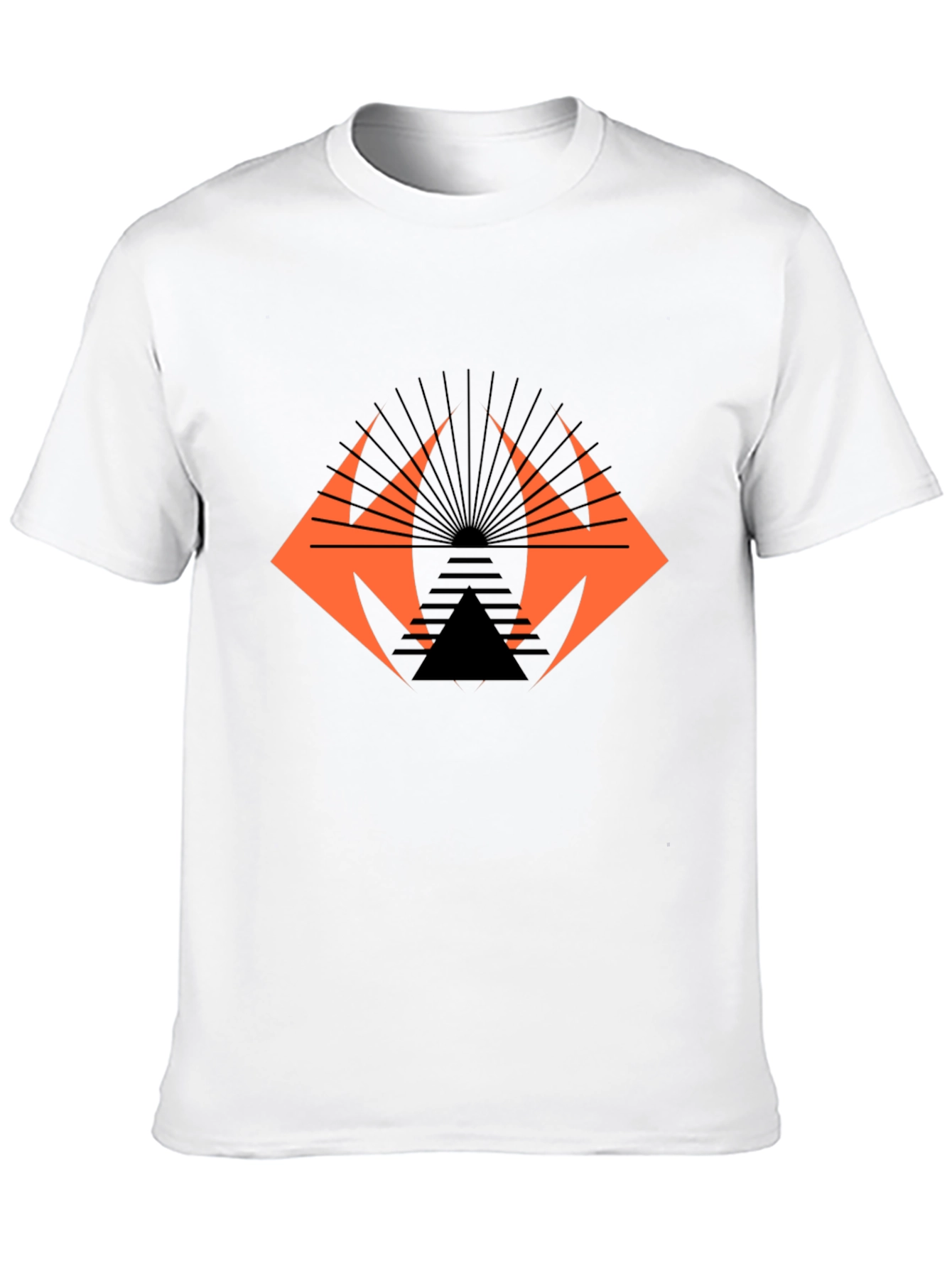 Geometric Graphic Tee - Edgy Black Cotton T-Shirt
