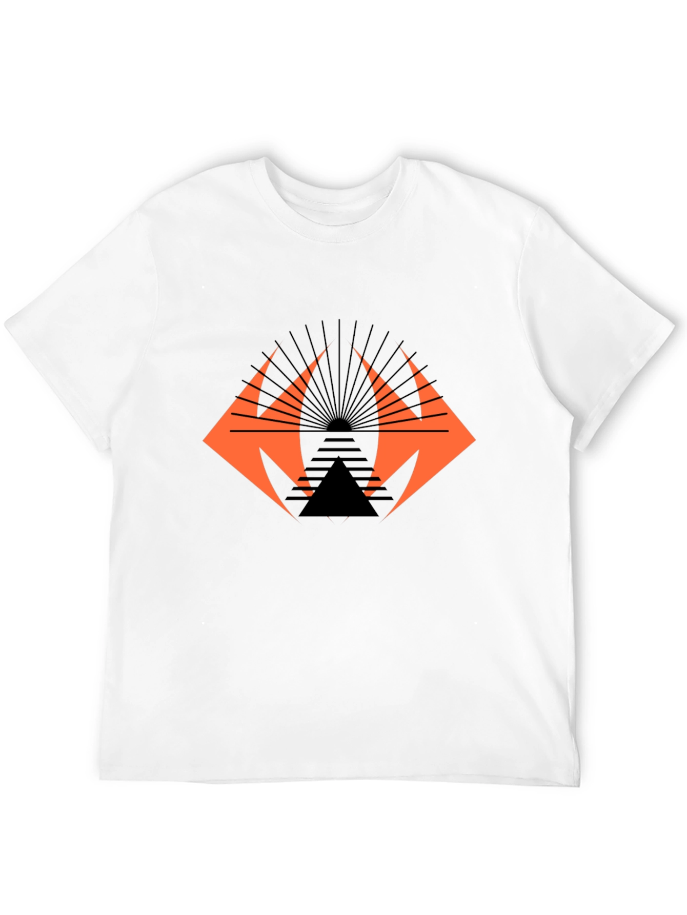 Geometric Graphic Tee - Edgy Black Cotton T-Shirt