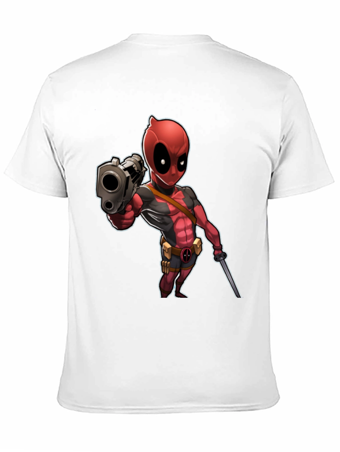 Deadpool Cartoon Graphic Print Black T-Shirt