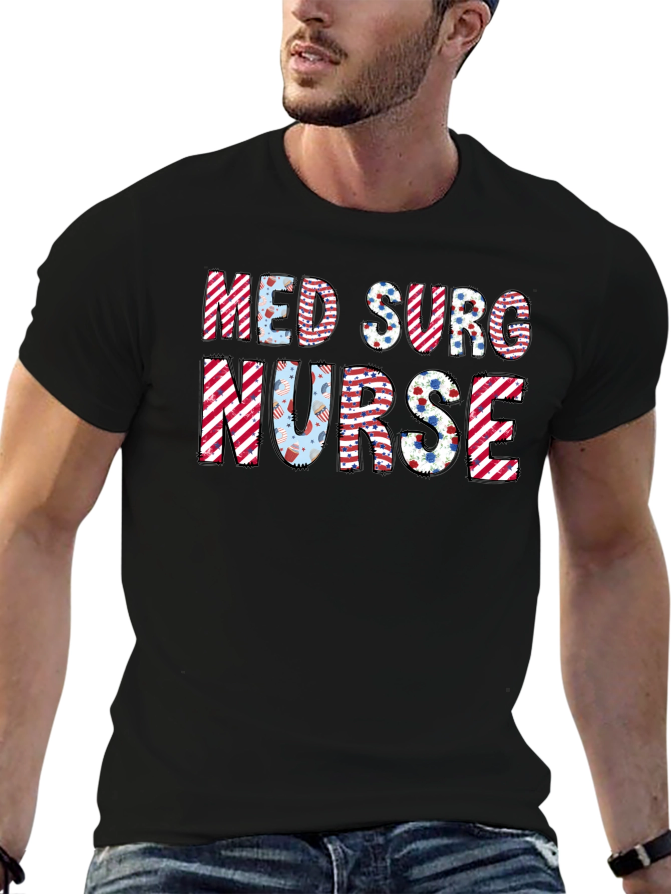 Med Surg Nurse T-Shirt - Patriotic Design