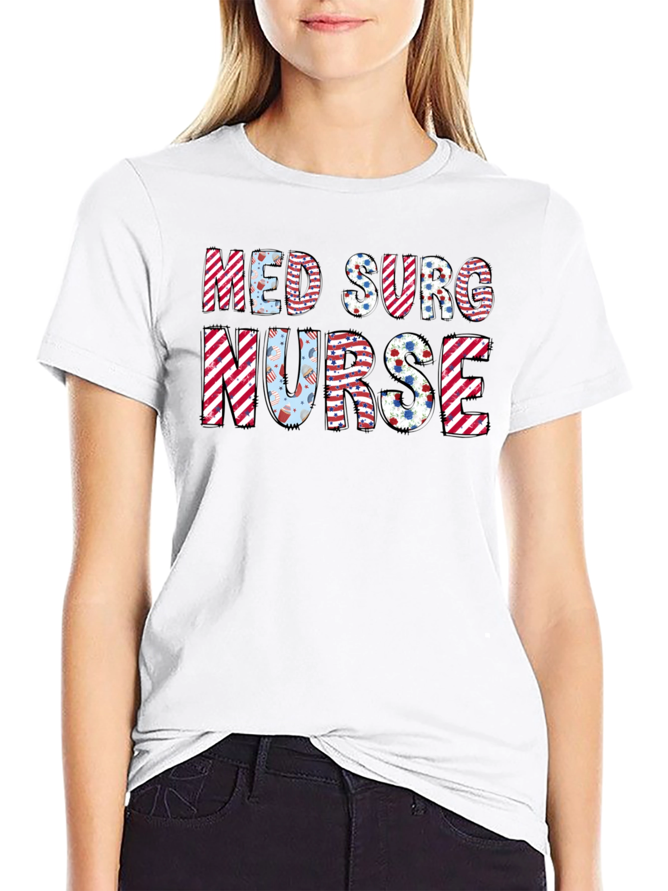 Med Surg Nurse T-Shirt - Patriotic Design