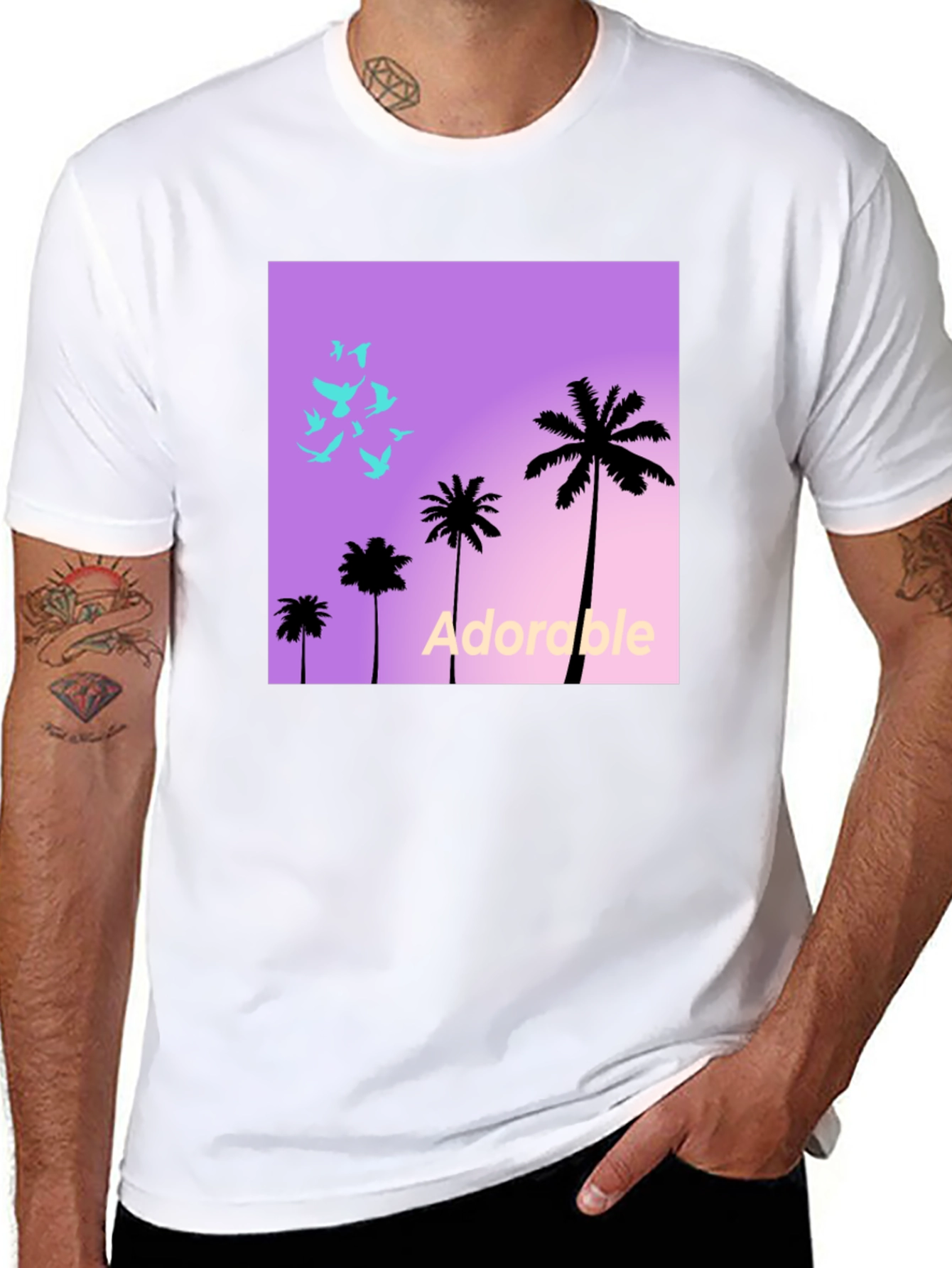 Trendy Palm Tree Graphic T-Shirt