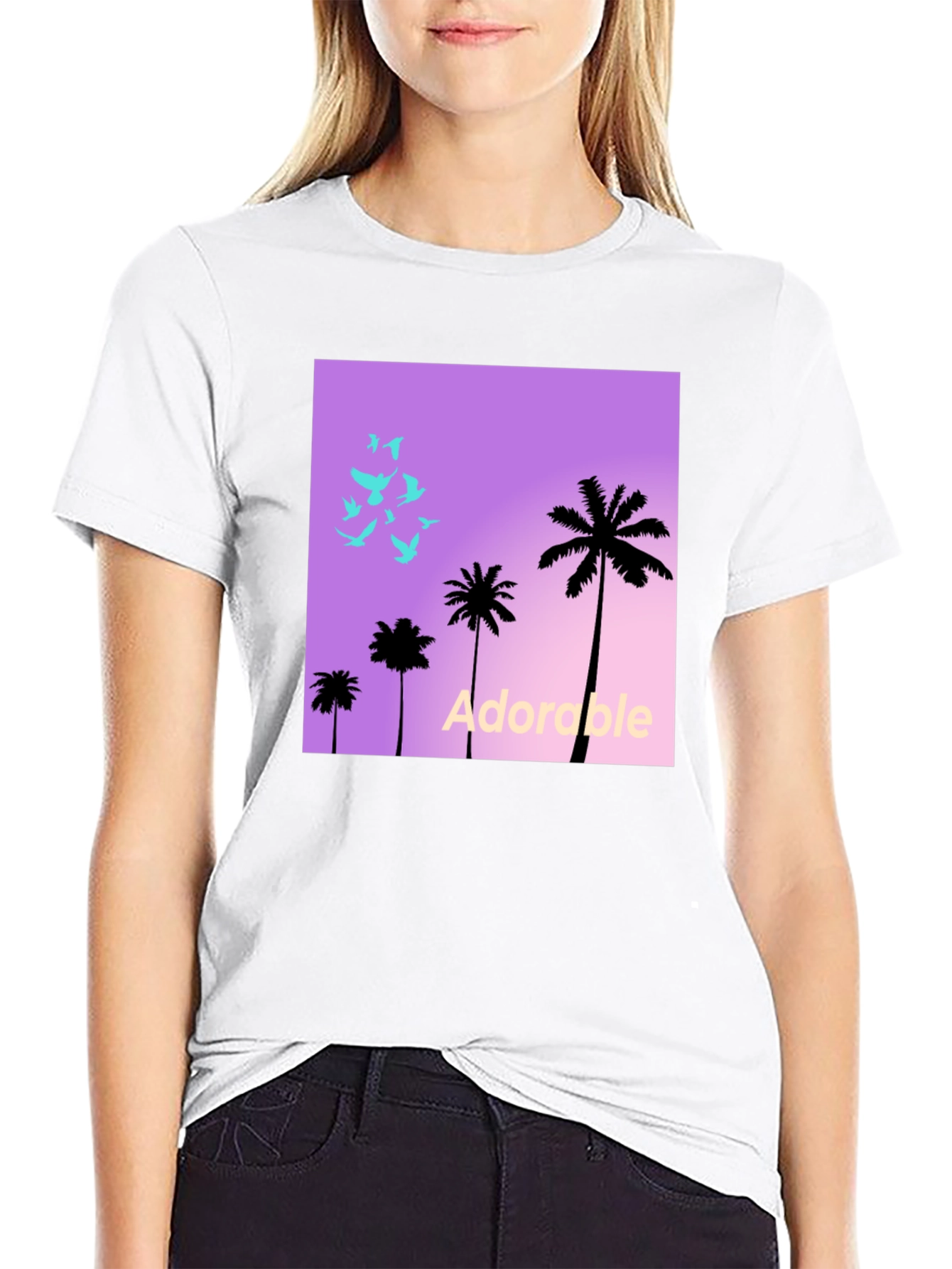 Trendy Palm Tree Graphic T-Shirt