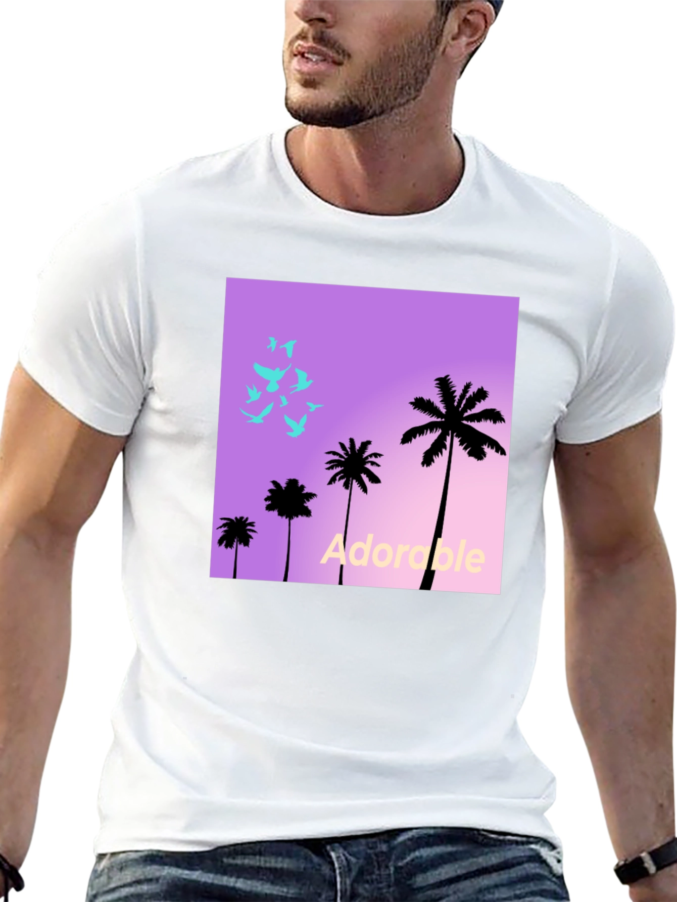 Trendy Palm Tree Graphic T-Shirt