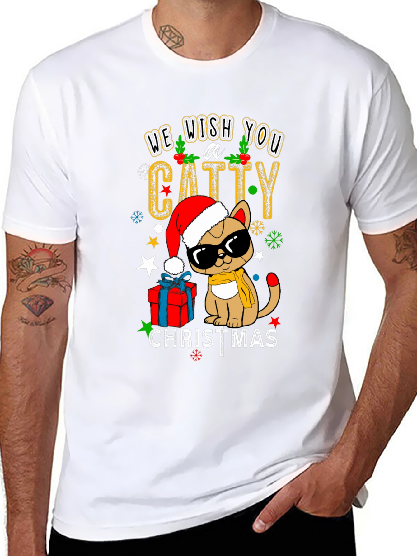 Catty Christmas T-Shirt - Holiday Festive Wear