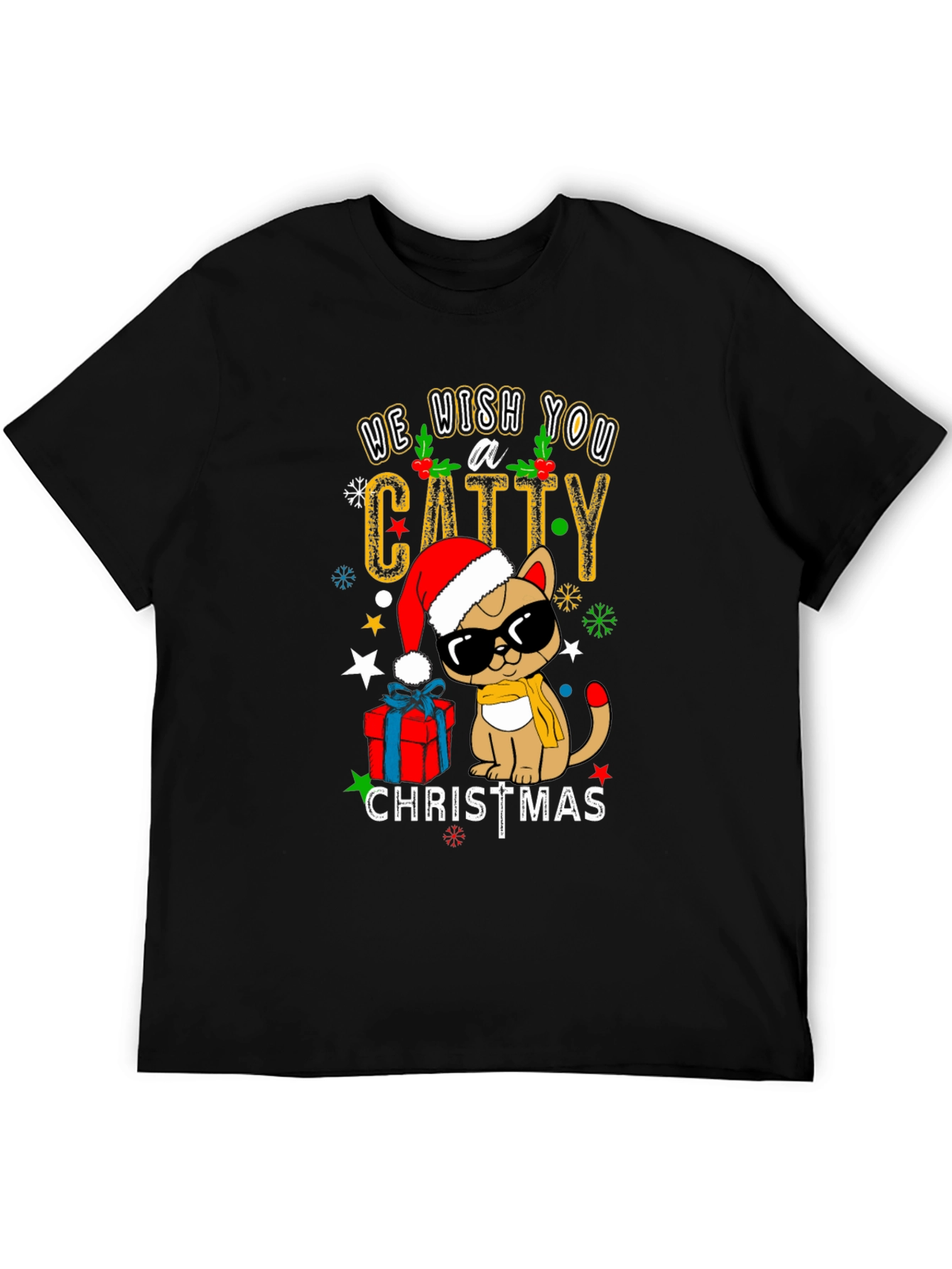 Catty Christmas T-Shirt - Holiday Festive Wear