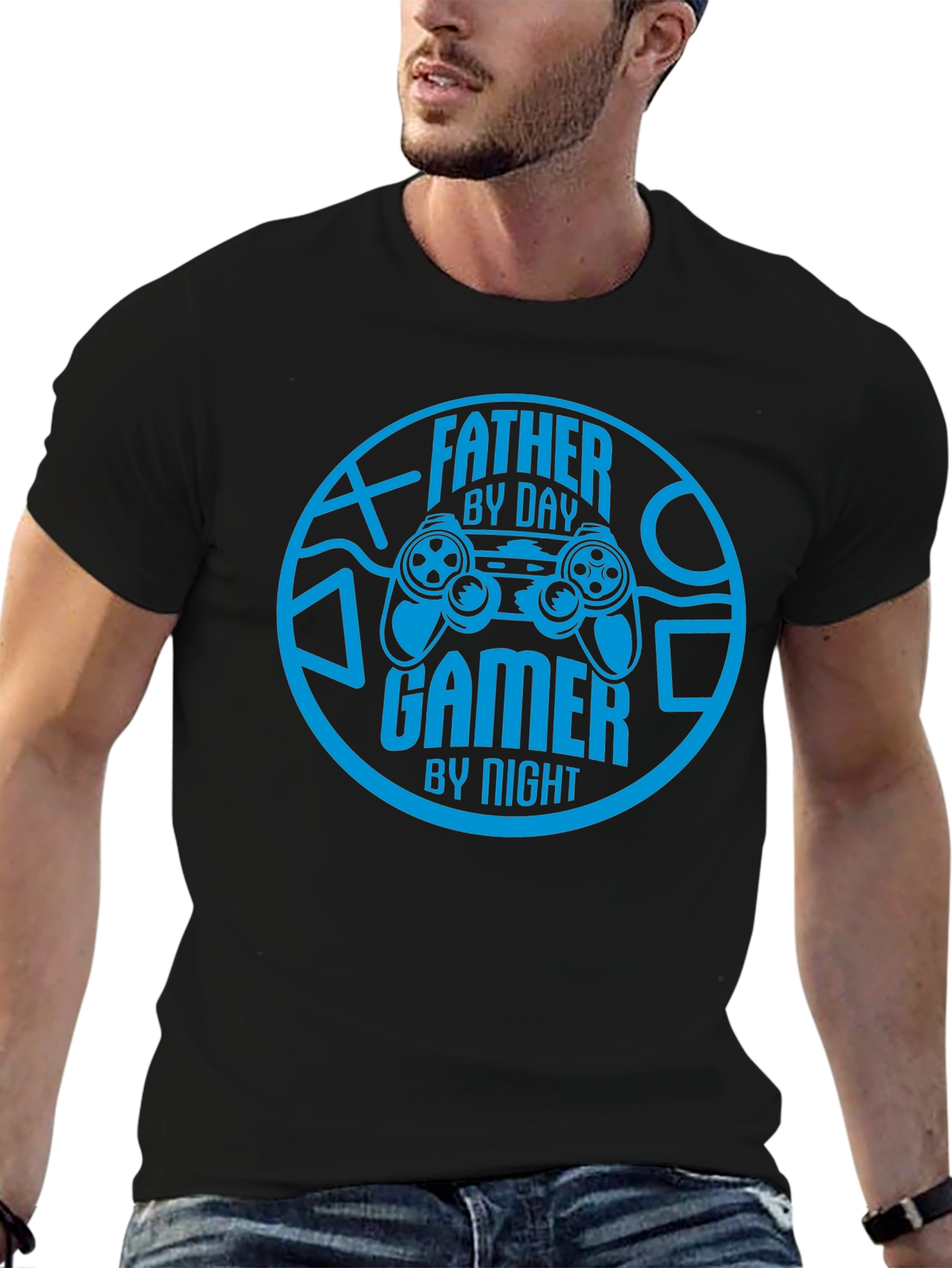 Father By Day Gamer By Night Black T-Shirt